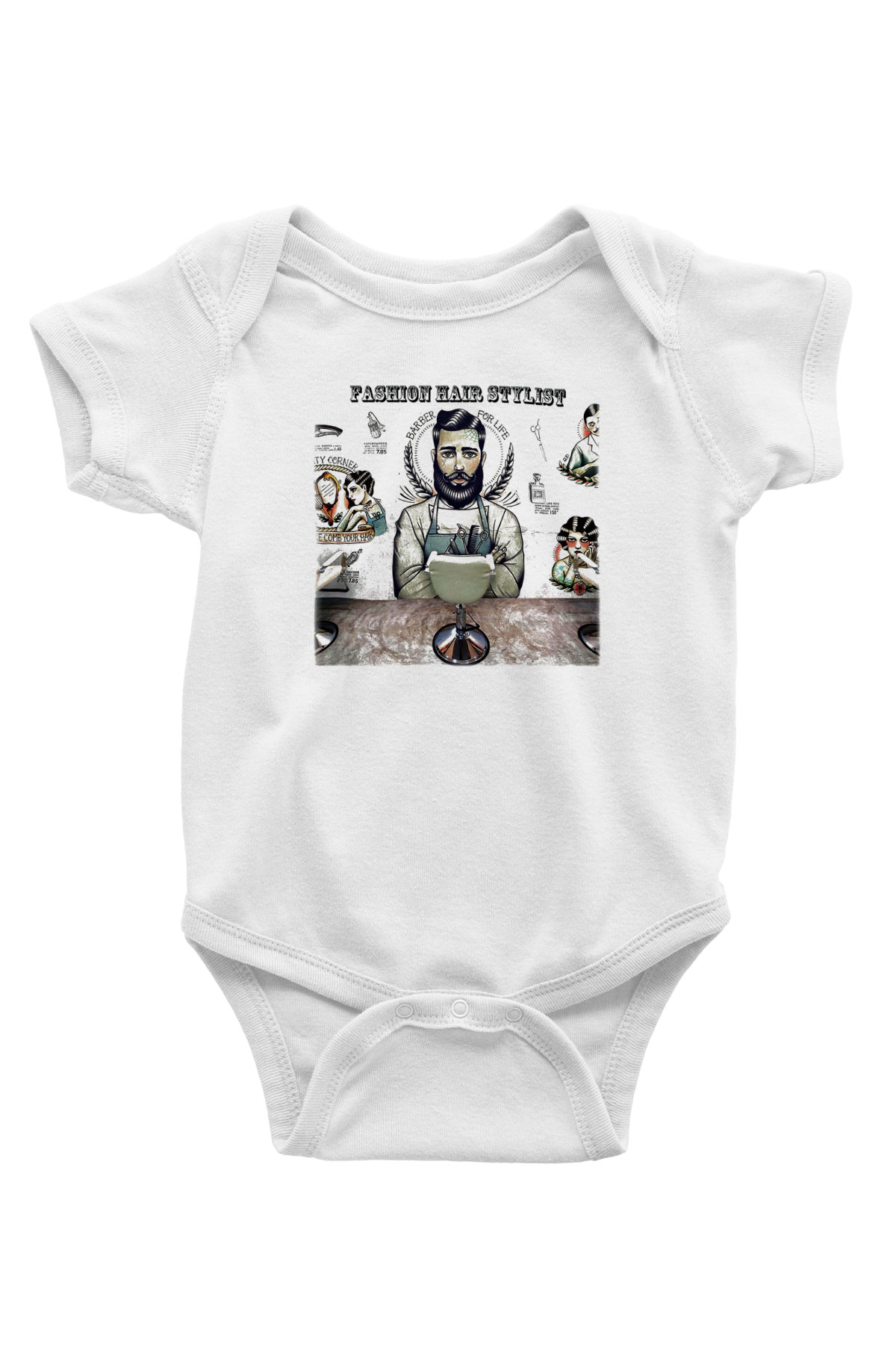 Berber Baskılı Beyaz Unisex Bebek Body - Zıbın