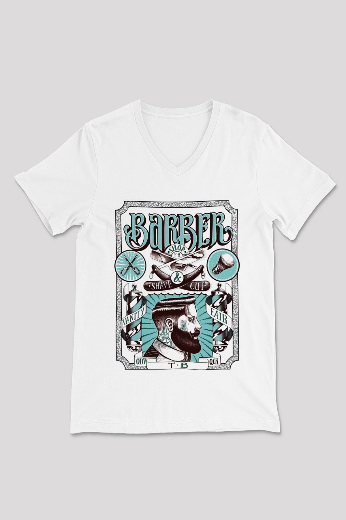 Berber Beyaz Unisex V Yaka Tişört T-Shirt