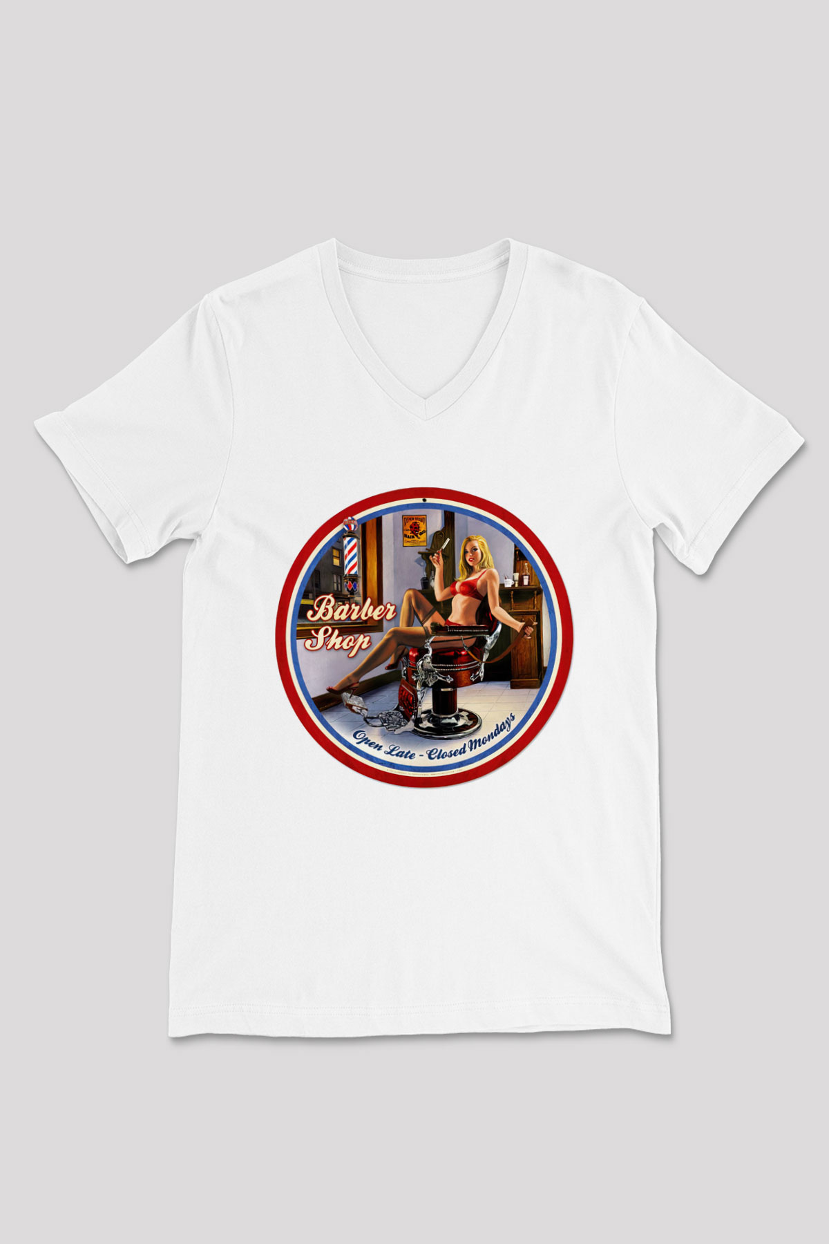 Berber Beyaz Unisex V Yaka Tişört T-Shirt