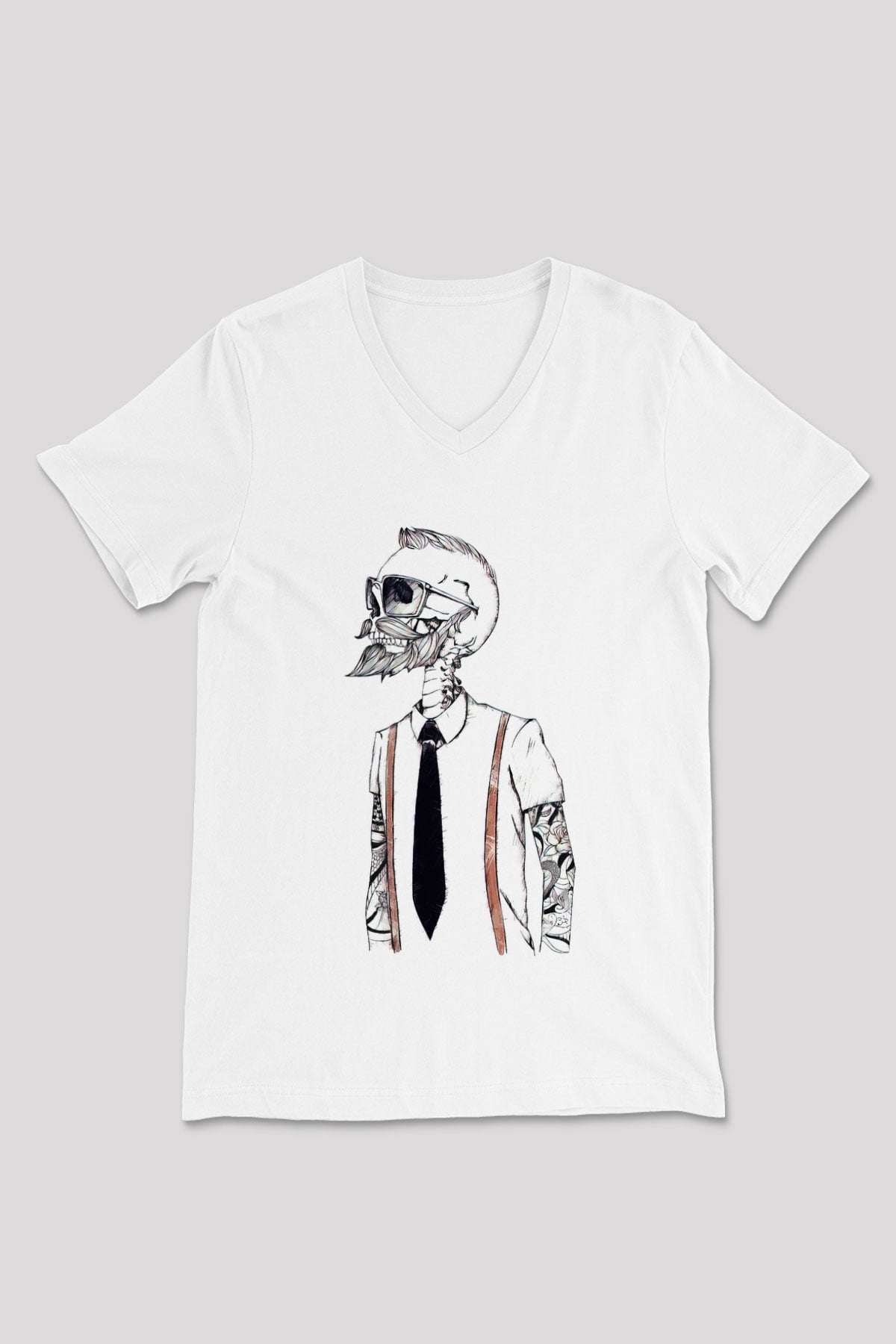 Berber Beyaz Unisex V Yaka Tişört T-Shirt