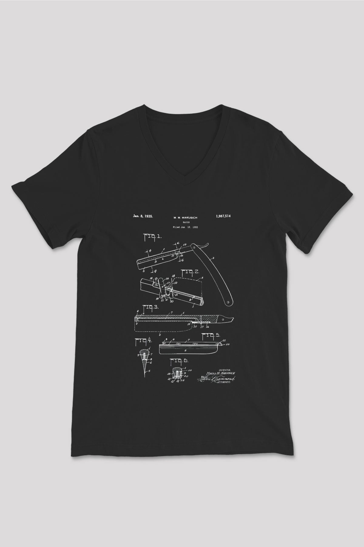 Berber Siyah Unisex V Yaka Tişört T-Shirt