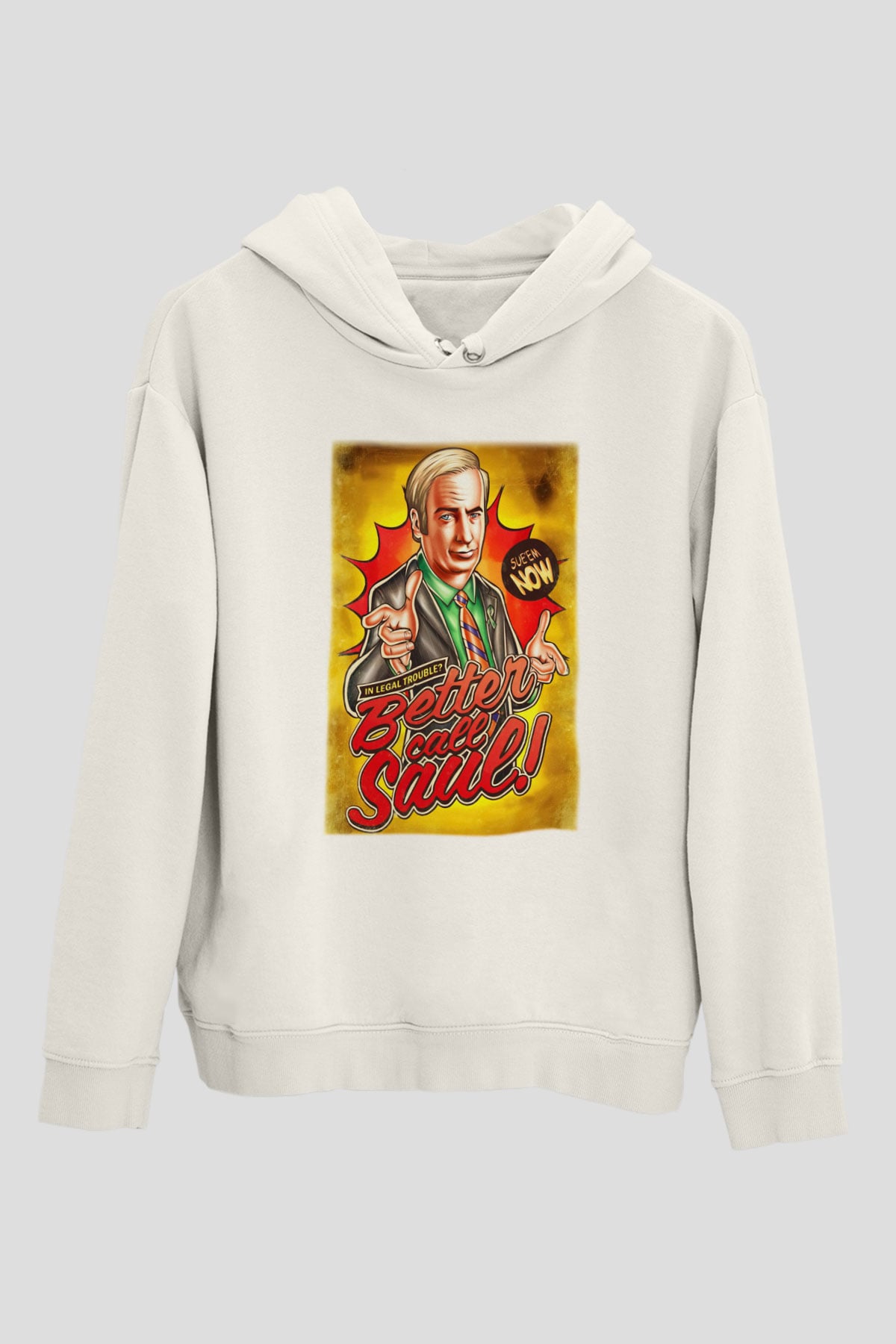 Better Call Saul Beyaz Unisex Kapşonlu Sweatshirt