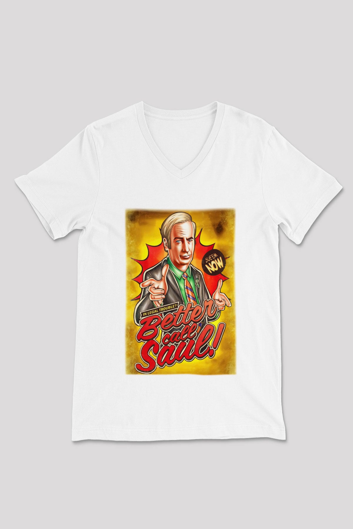 Better Call Saul Beyaz Unisex V Yaka Tişört T-Shirt