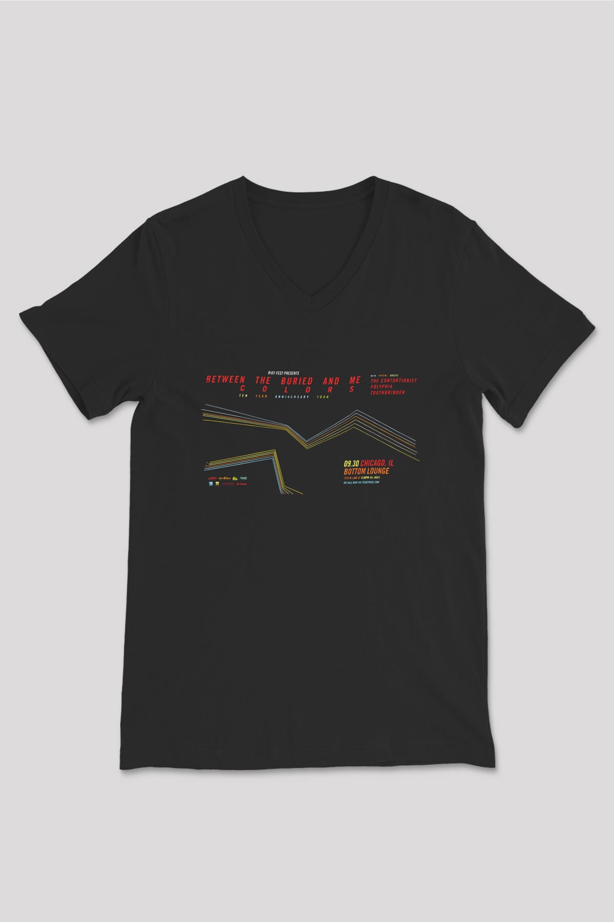 Between The Buried And Me Baskılı Unisex Siyah V Yaka Tişört - Tshirt