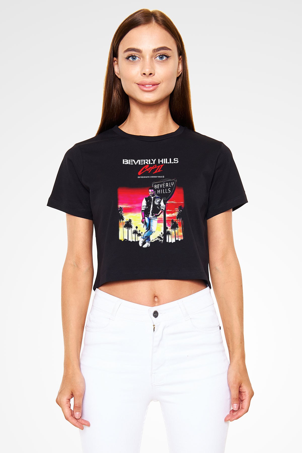 Beverly Hills Cop Siyah   Crop Top Tişört