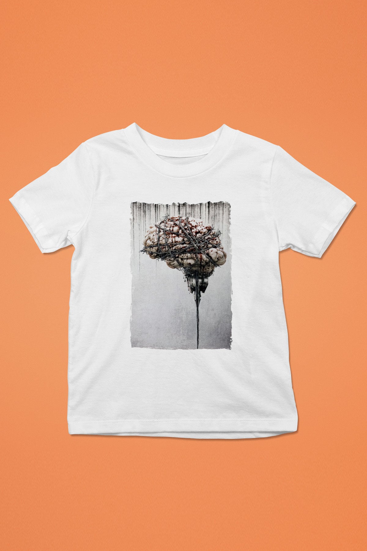 Beyin Baskılı Unisex Beyaz  Çocuk Tişört
