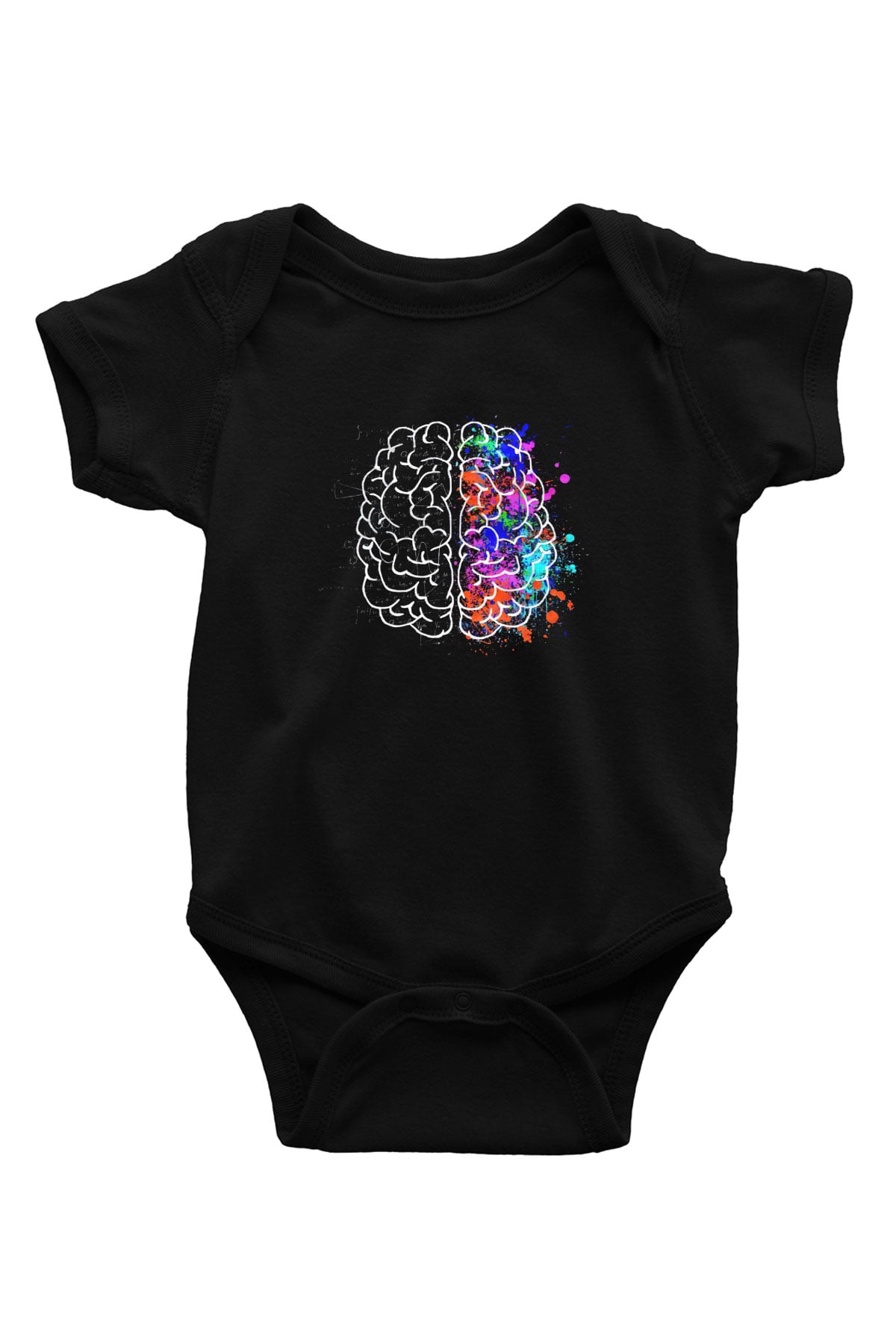 Beynin Sağ Ve Sol Lobları Baskılı Unisex Siyah Bebek Body - Zıbın
