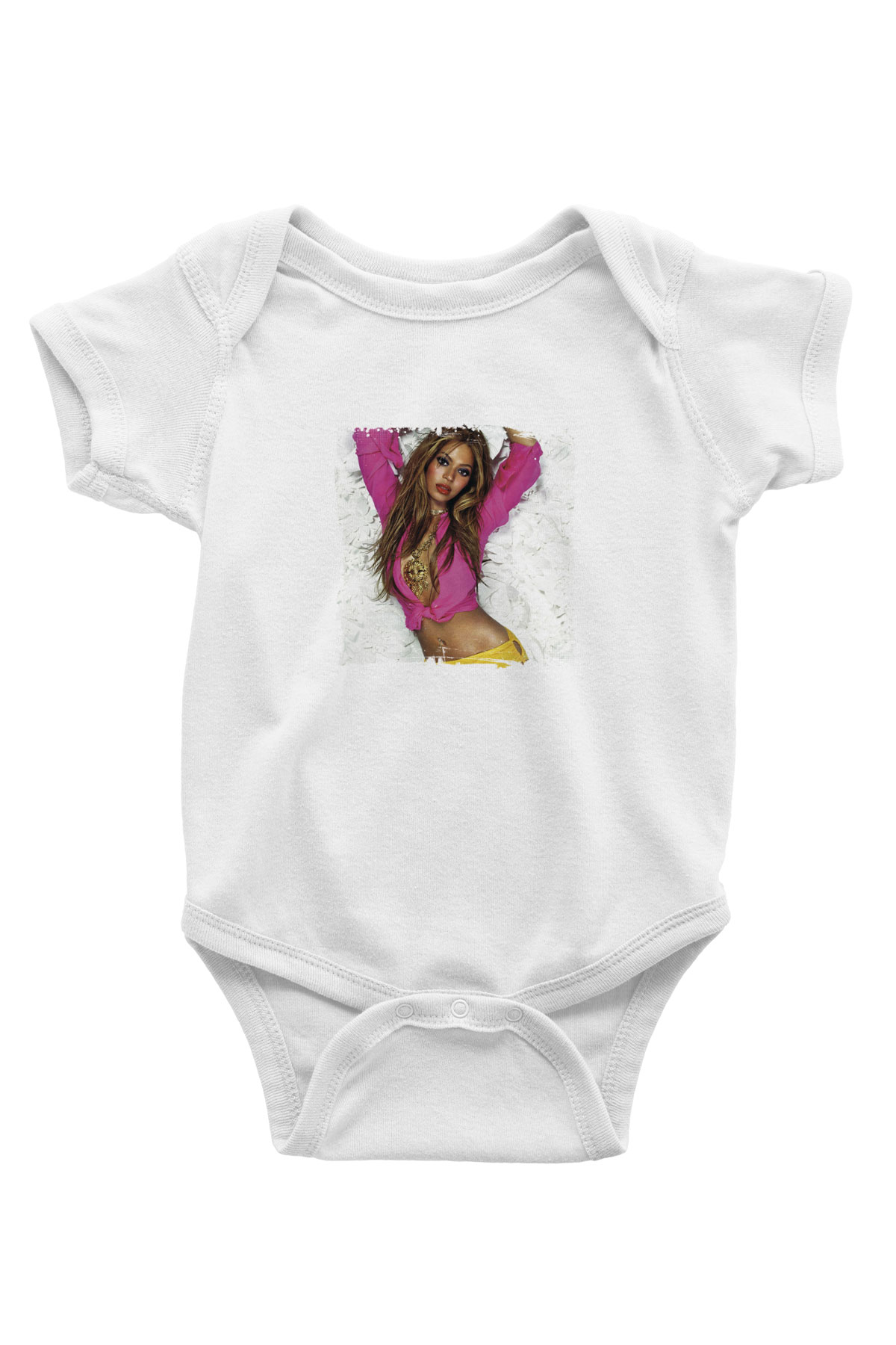 Beyonce Baskılı Unisex Beyaz Bebek Body - Zıbın
