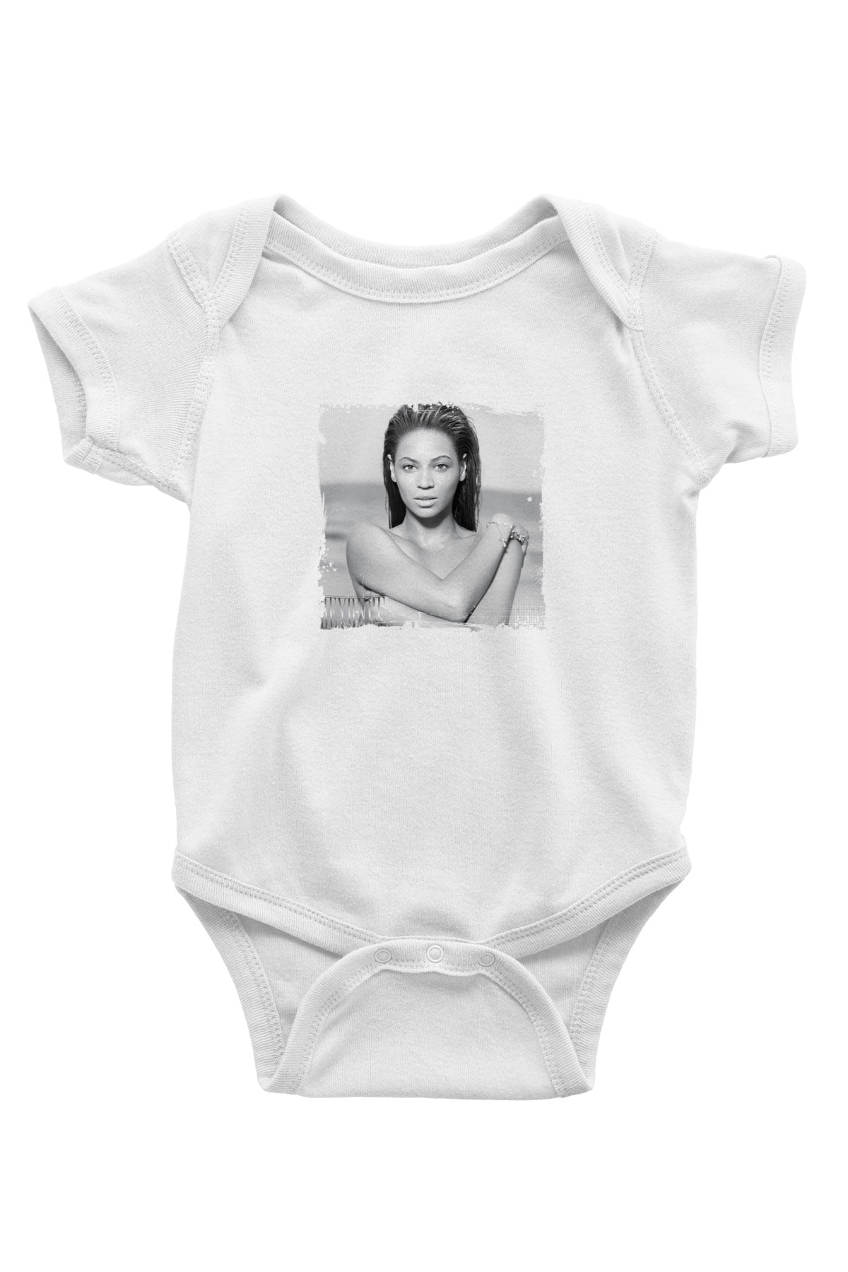 Beyonce Baskılı Unisex Beyaz Bebek Body - Zıbın