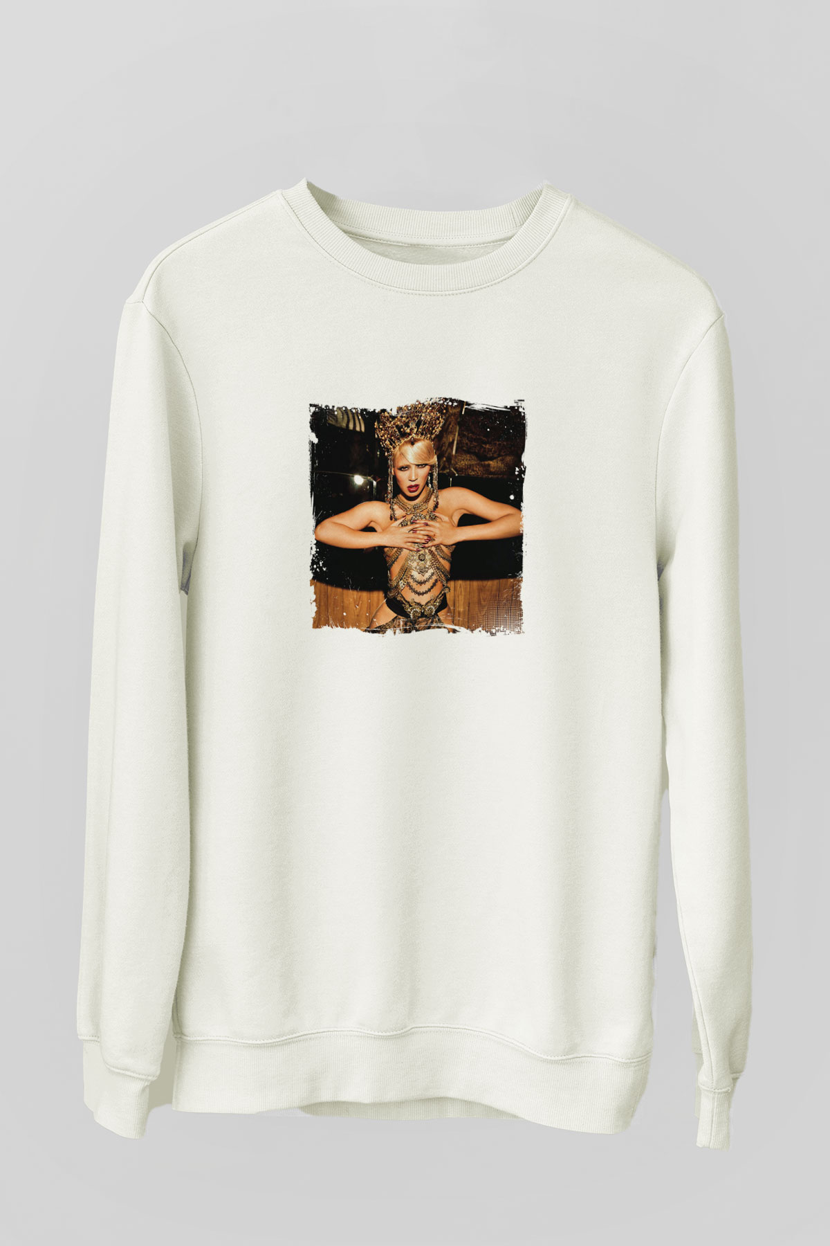Beyonce Baskılı Unisex Beyaz Sweatshirt