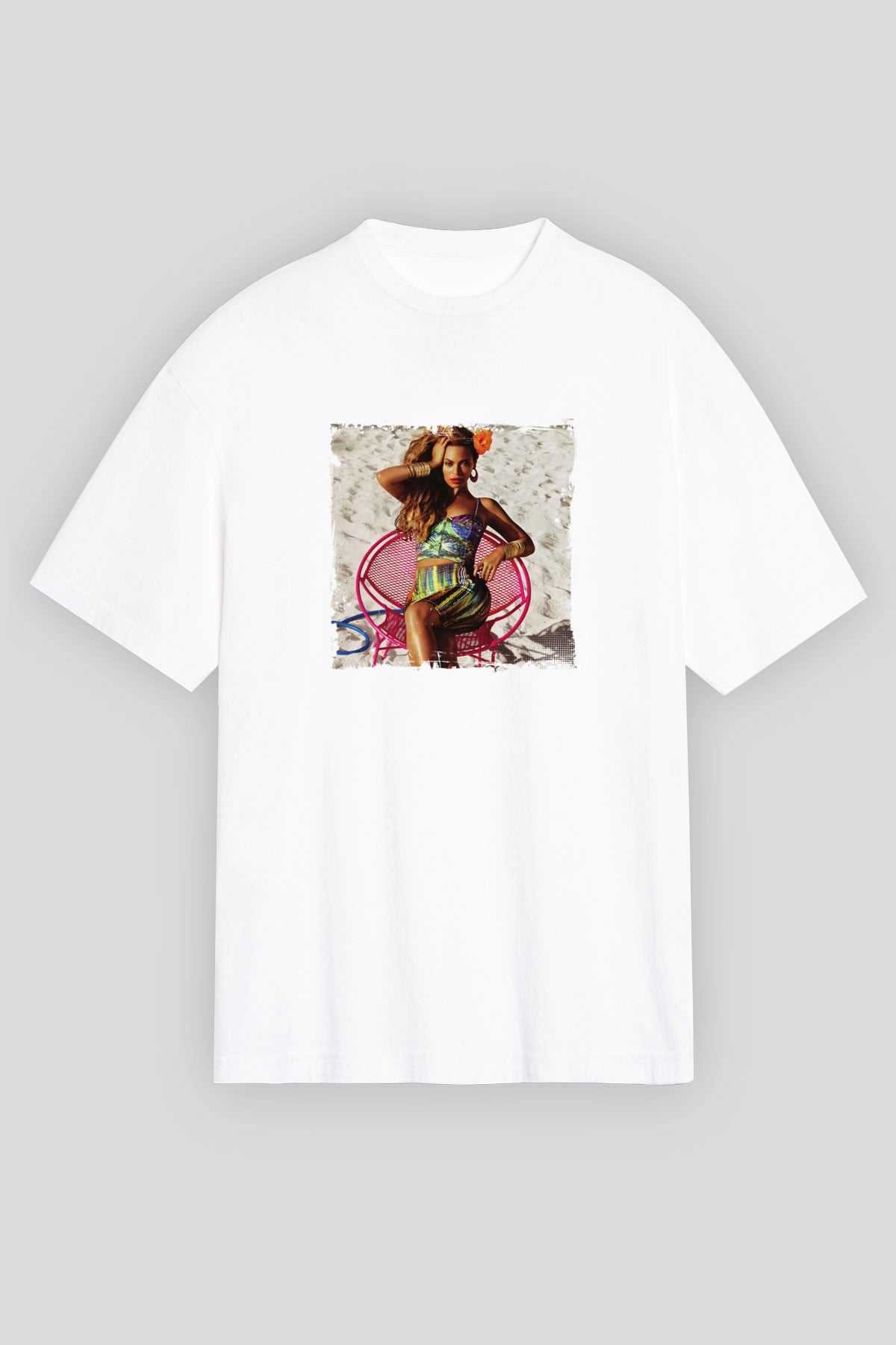 Beyonce Baskılı Unisex Beyaz Tişört