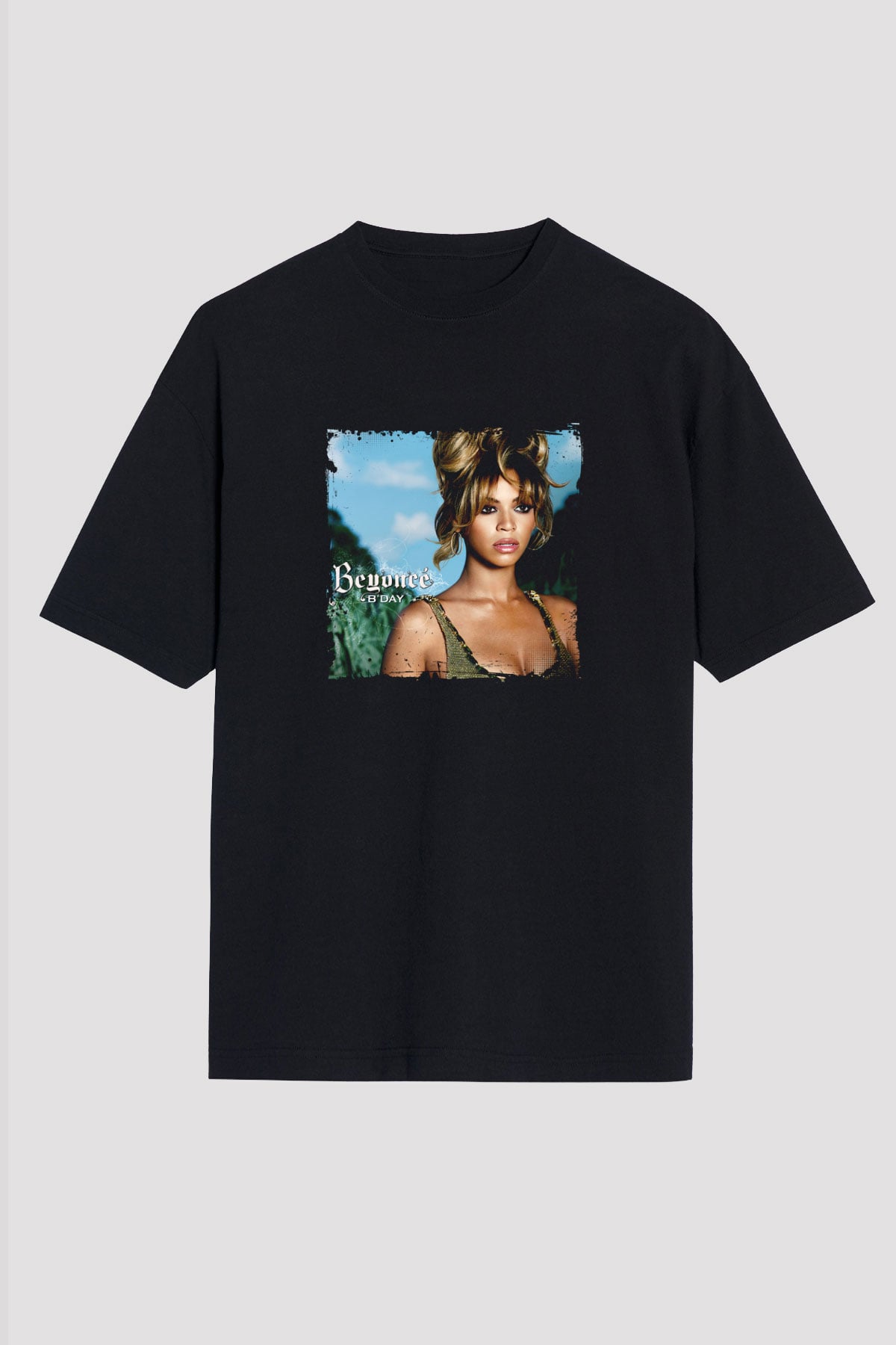 Beyonce Baskılı Unisex Oversize Siyah Tişört