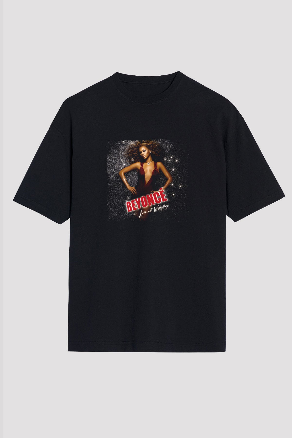 Beyonce Baskılı Unisex Oversize Siyah Tişört