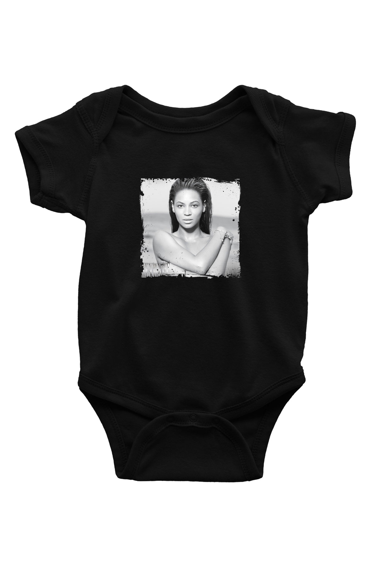 Beyonce Baskılı Unisex Siyah Bebek Body - Zıbın