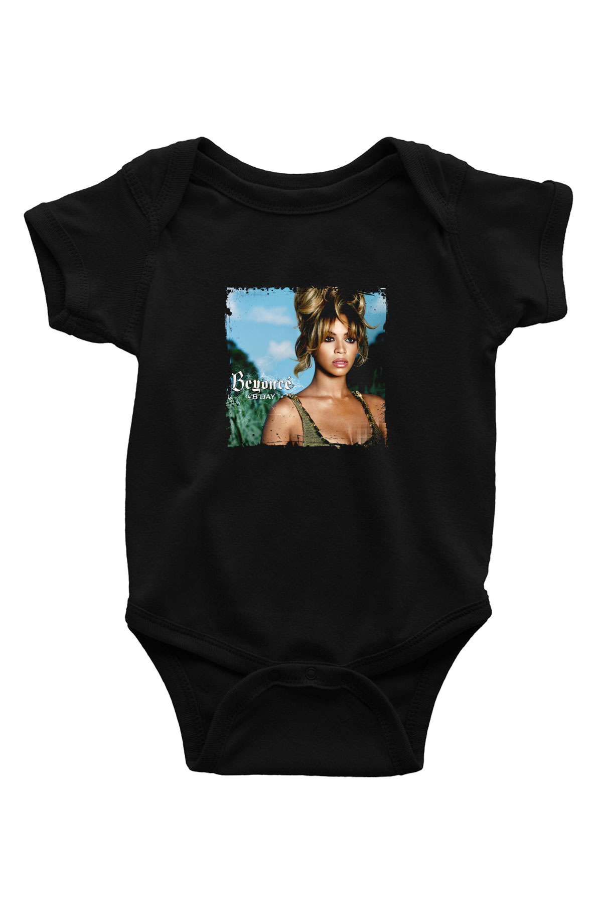 Beyonce Baskılı Unisex Siyah Bebek Body - Zıbın