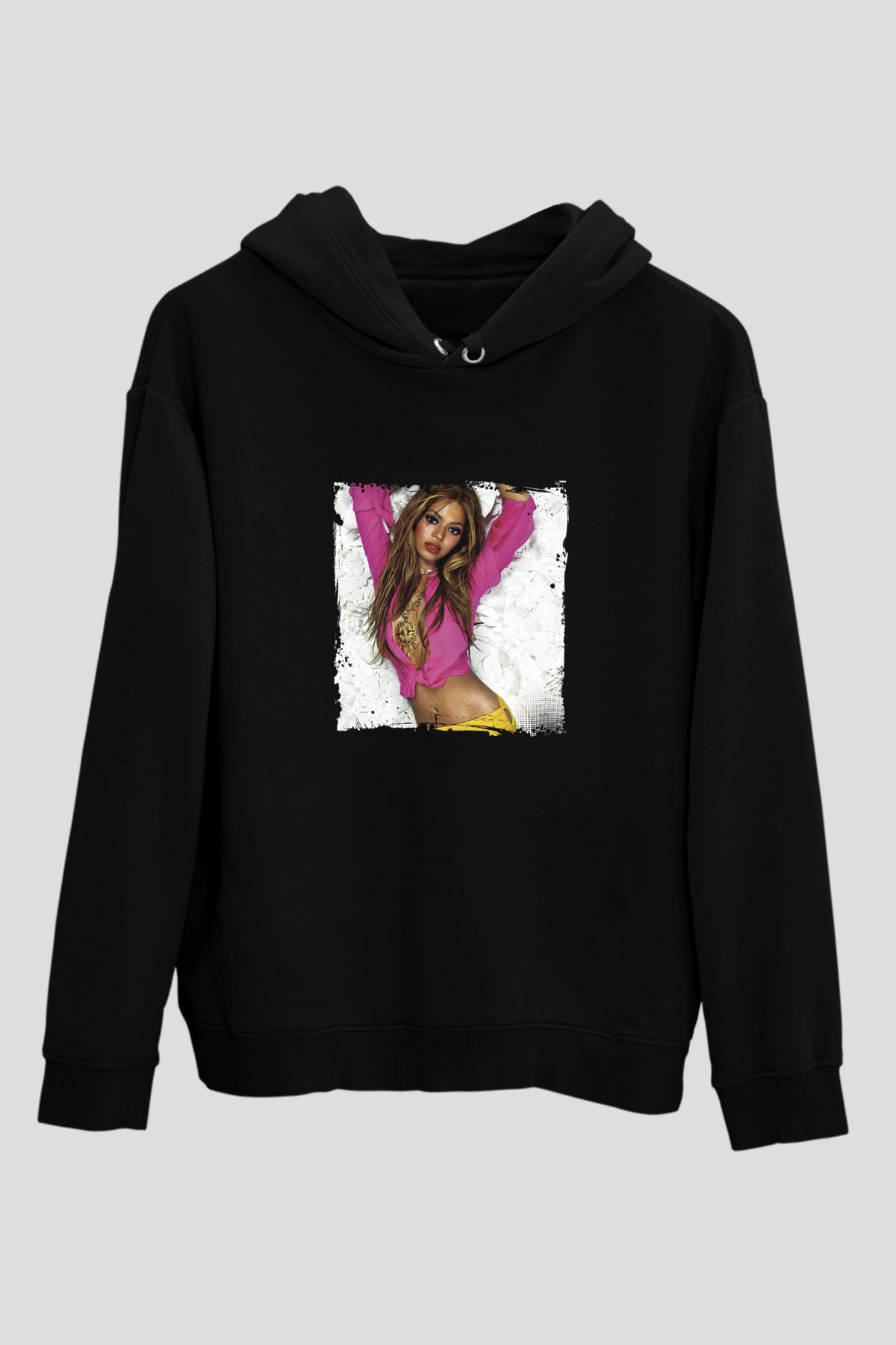 Beyonce Baskılı Unisex Siyah Hoodie