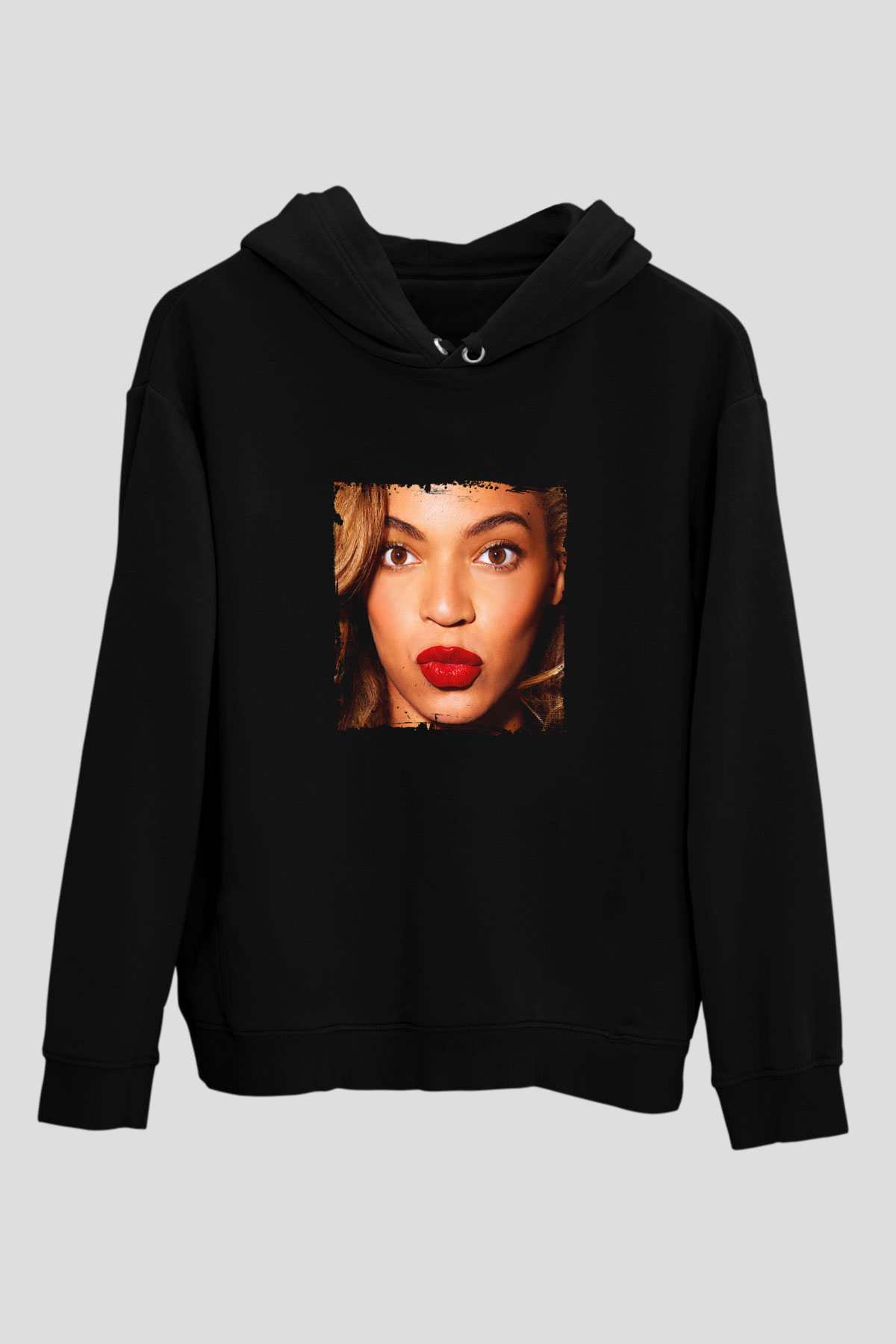 Beyonce Baskılı Unisex Siyah Hoodie
