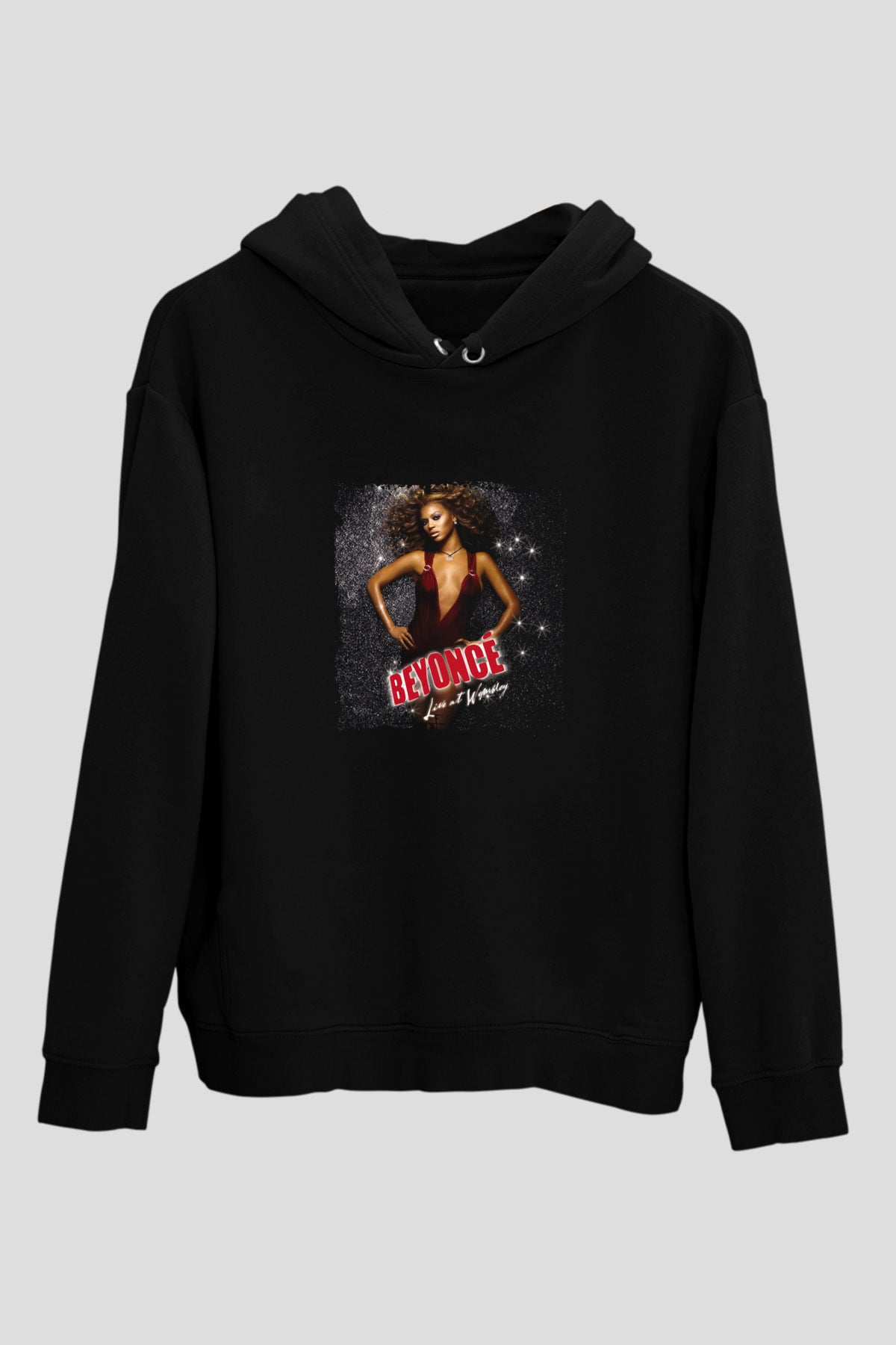 Beyonce Baskılı Unisex Siyah Hoodie