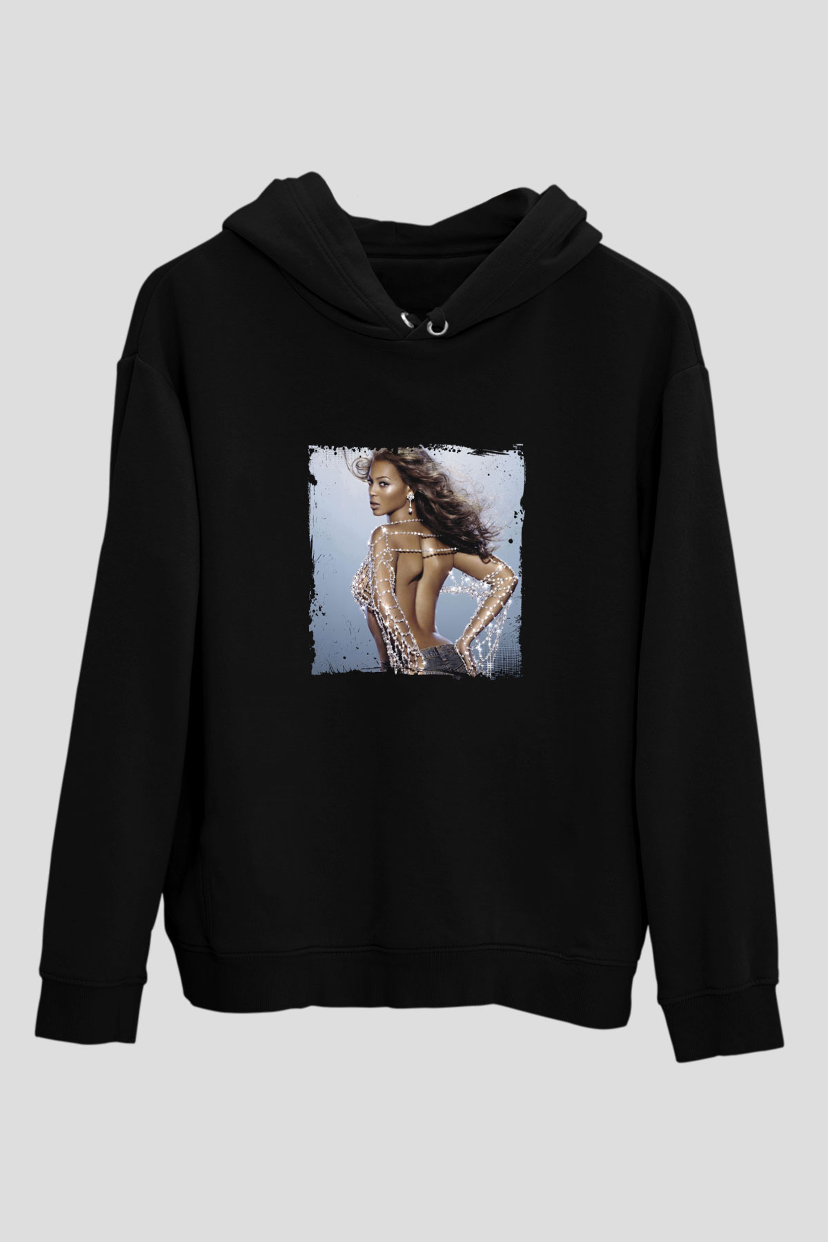 Beyonce Baskılı Unisex Siyah Hoodie