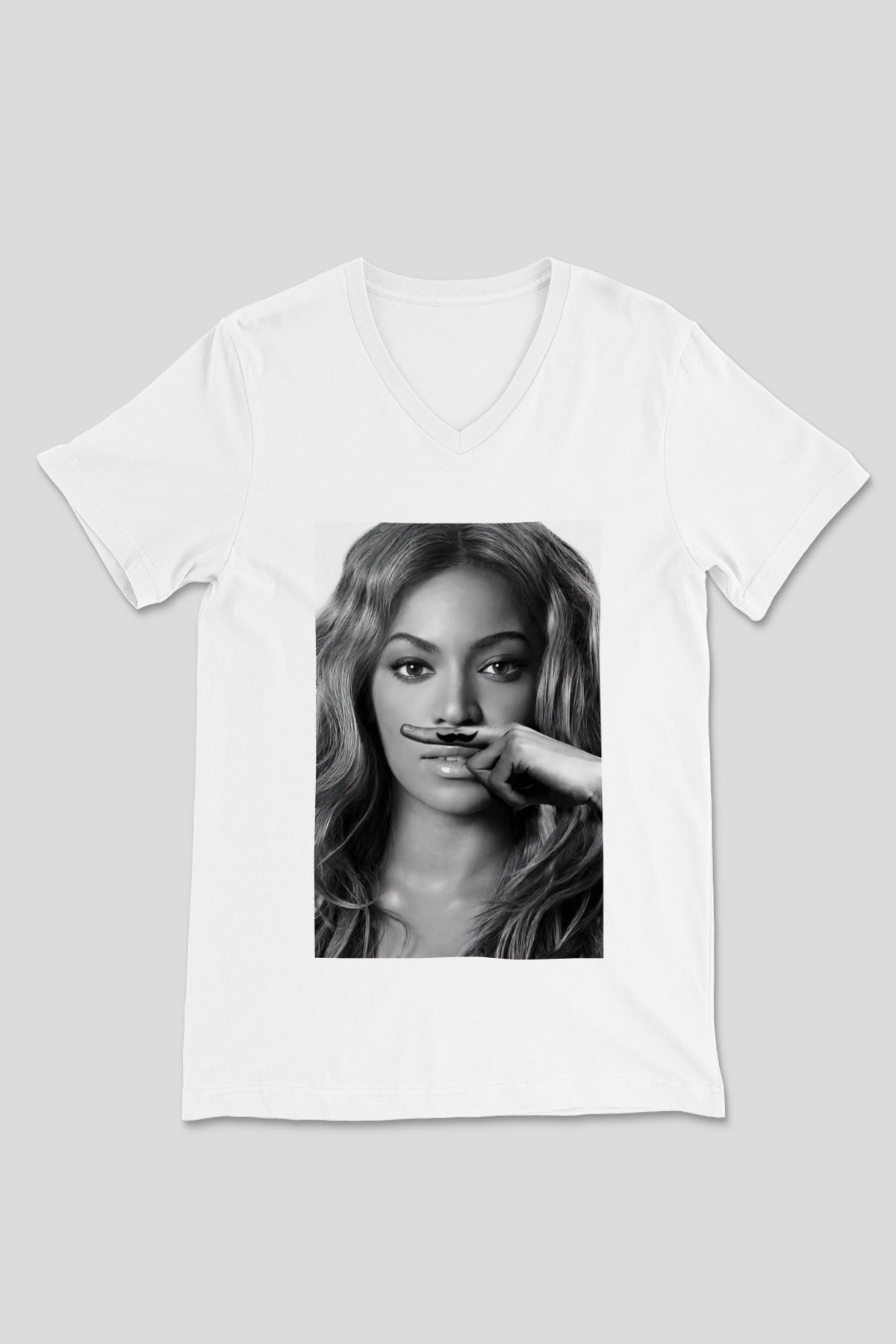 Beyonce Beyaz Unisex V Yaka Tişört T-Shirt