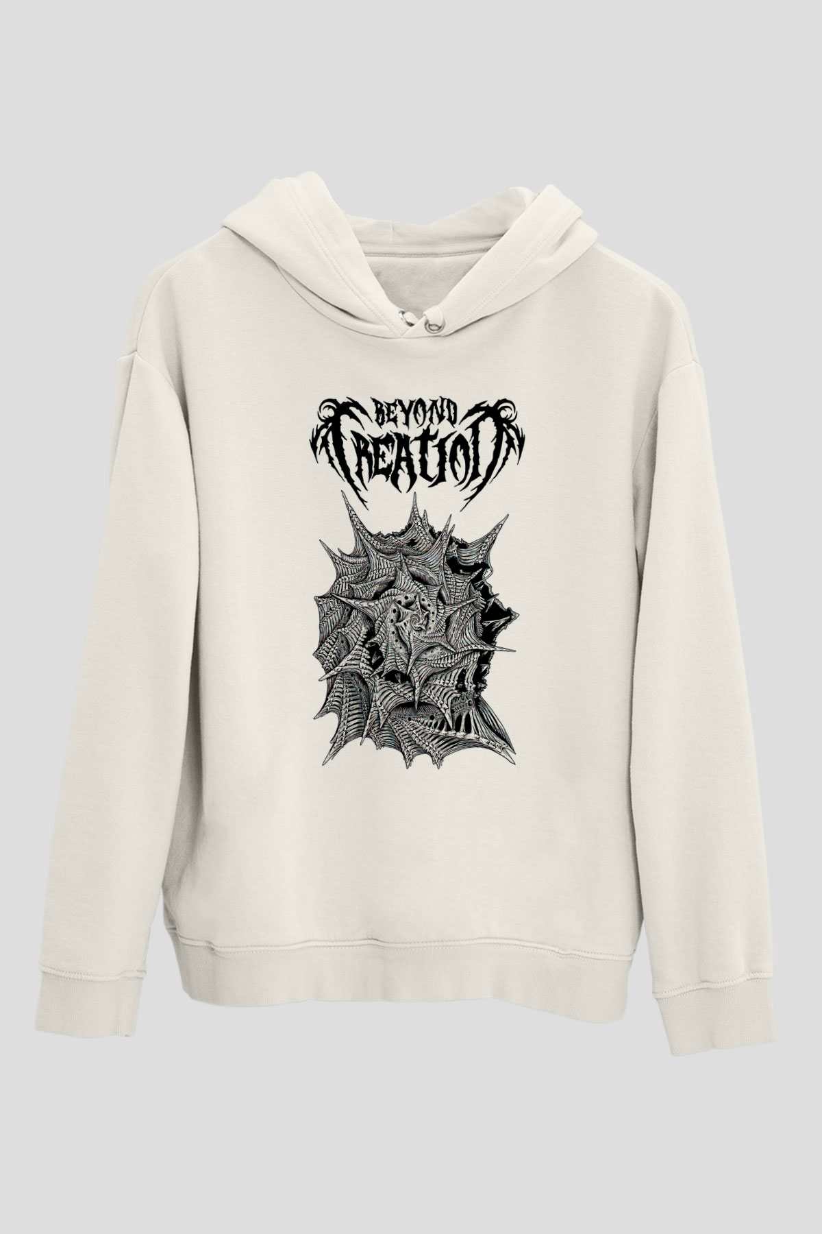 Beyond Creation Baskılı Beyaz Unisex Kapüşonlu Sweatshirt