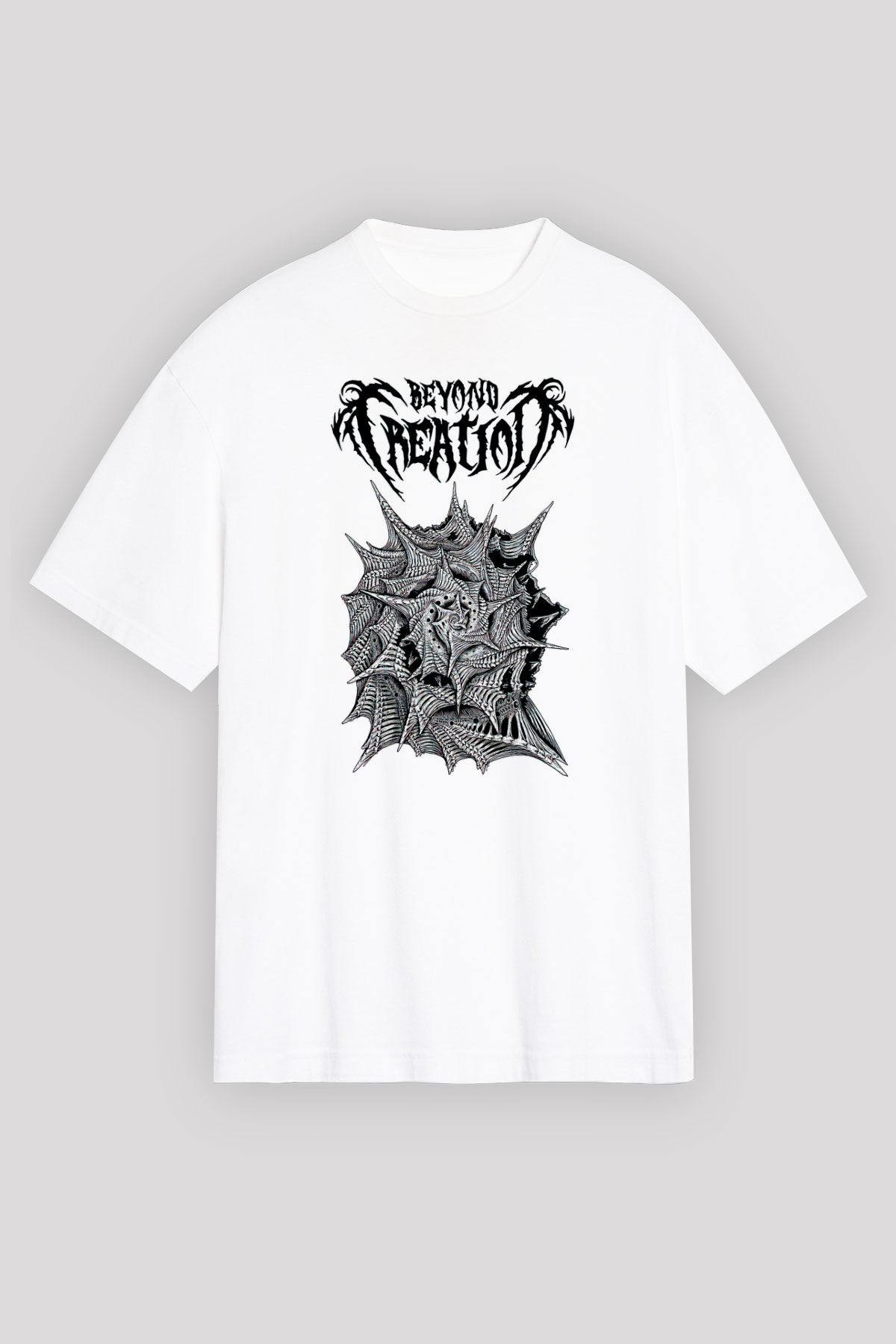 Beyond Creation Baskılı Beyaz Unisex Oversize Tişört - Tshirt