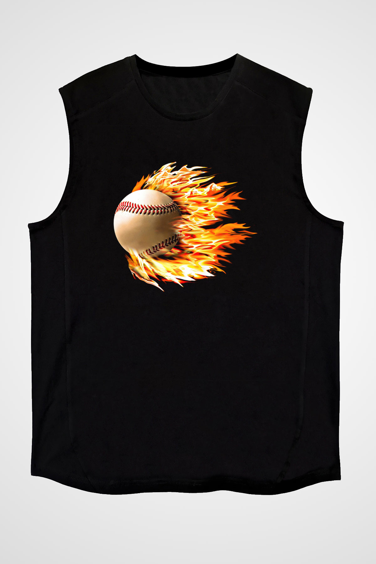 Beyzbol - Baseball Baskılı Unisex Siyah Kolsuz Tişört