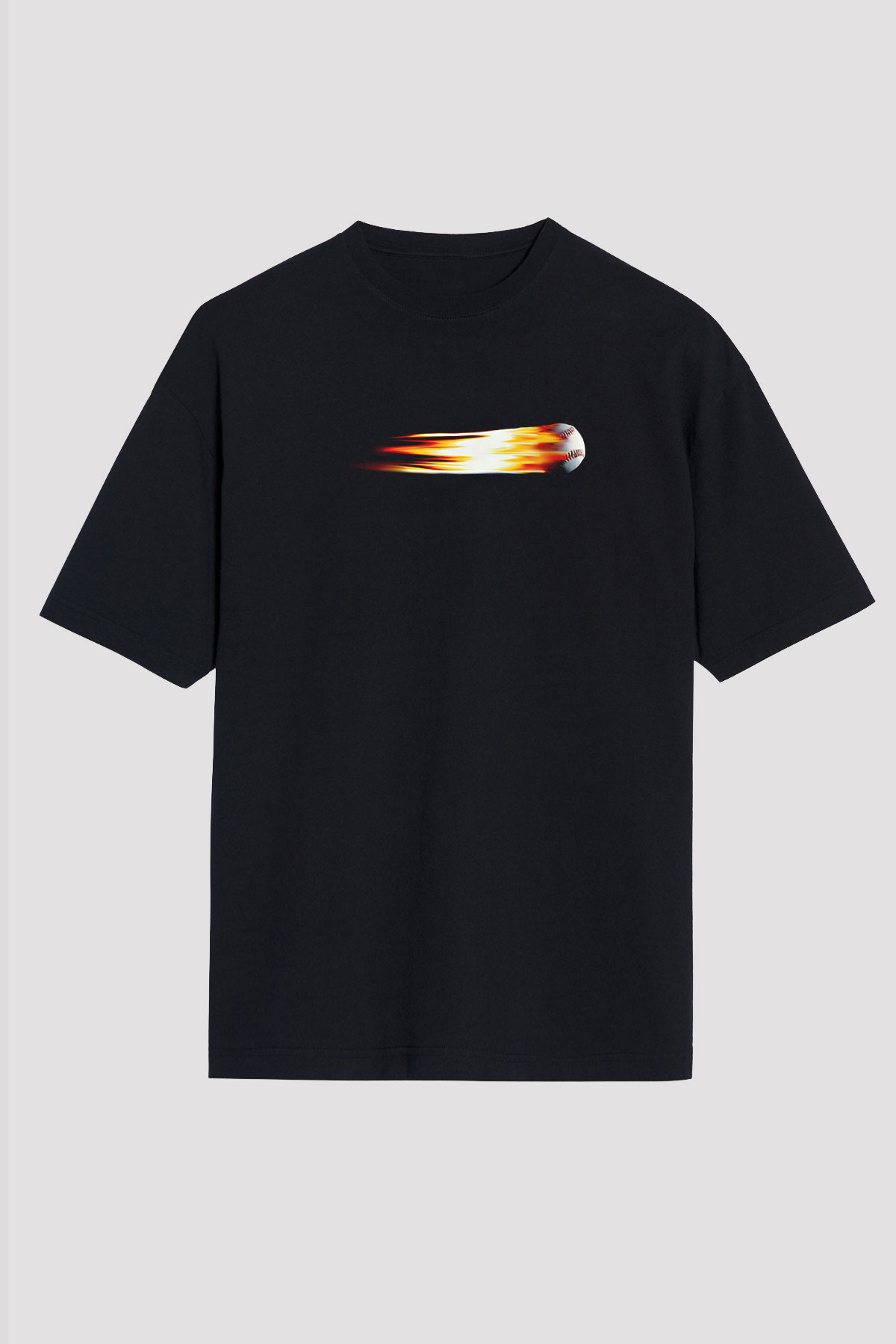 Beyzbol - Baseball Baskılı Unisex Siyah Oversize Tişört