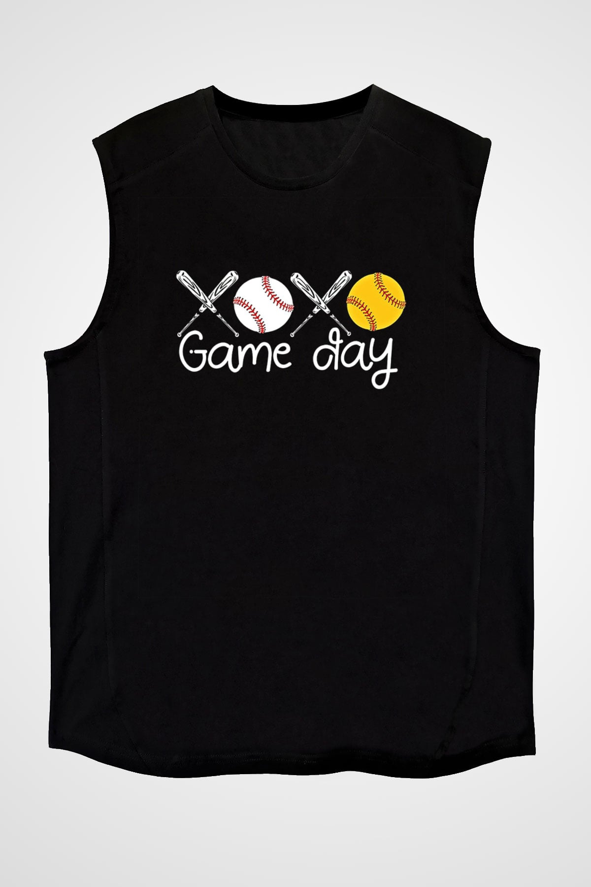 Beyzbol - Baseball Baskılı Unisex Siyah Kolsuz Tişört