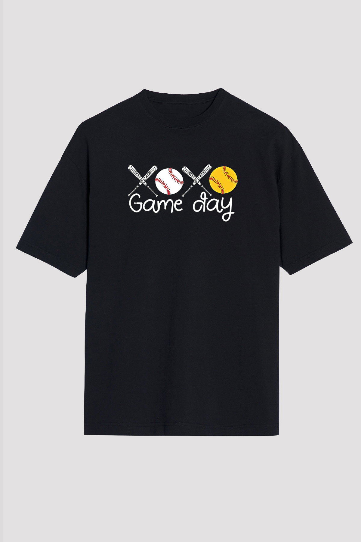 Beyzbol - Baseball Baskılı Unisex Siyah Oversize Tişört