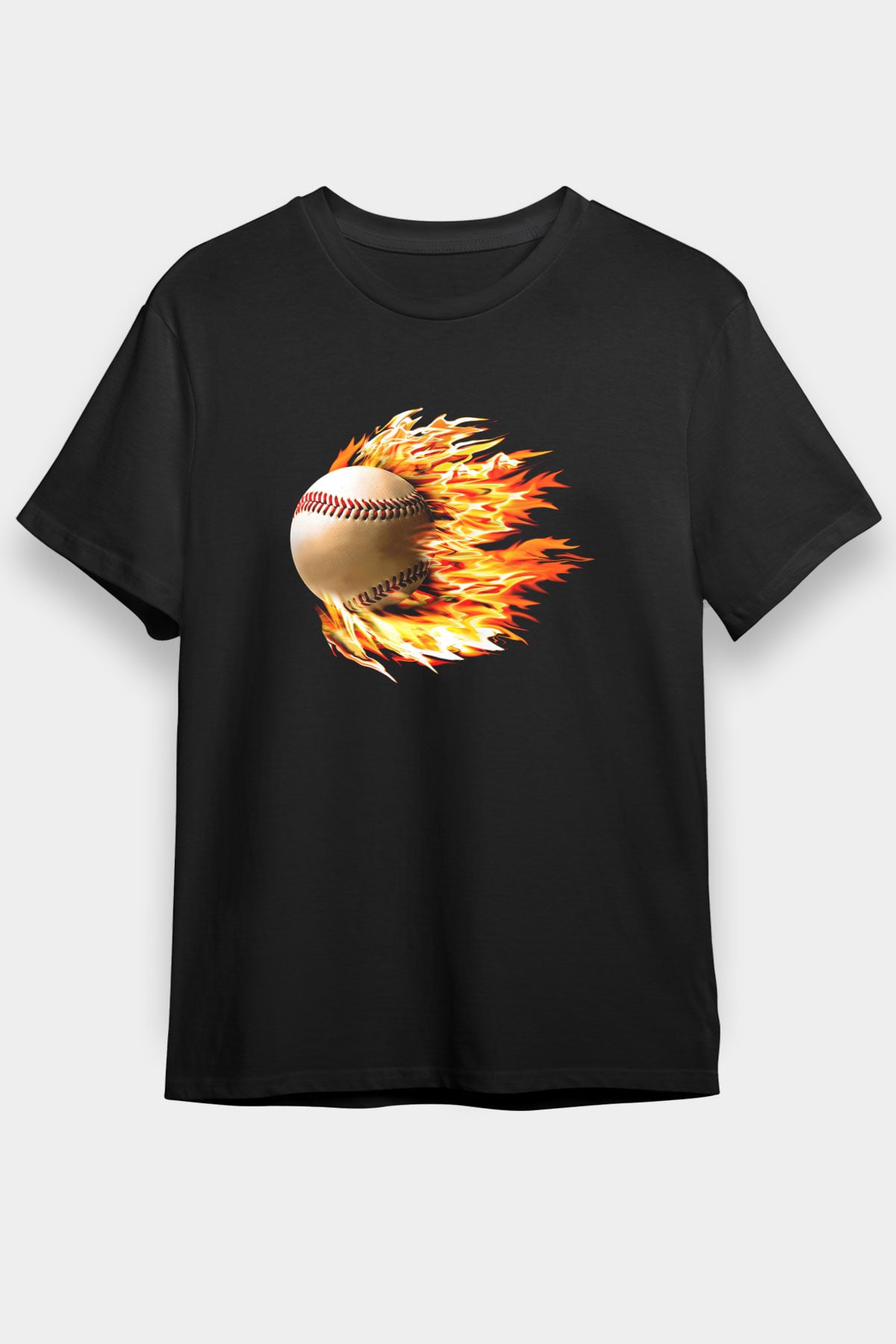 Beyzbol - Baseball Baskılı Unisex Siyah Tişört - Tshirt