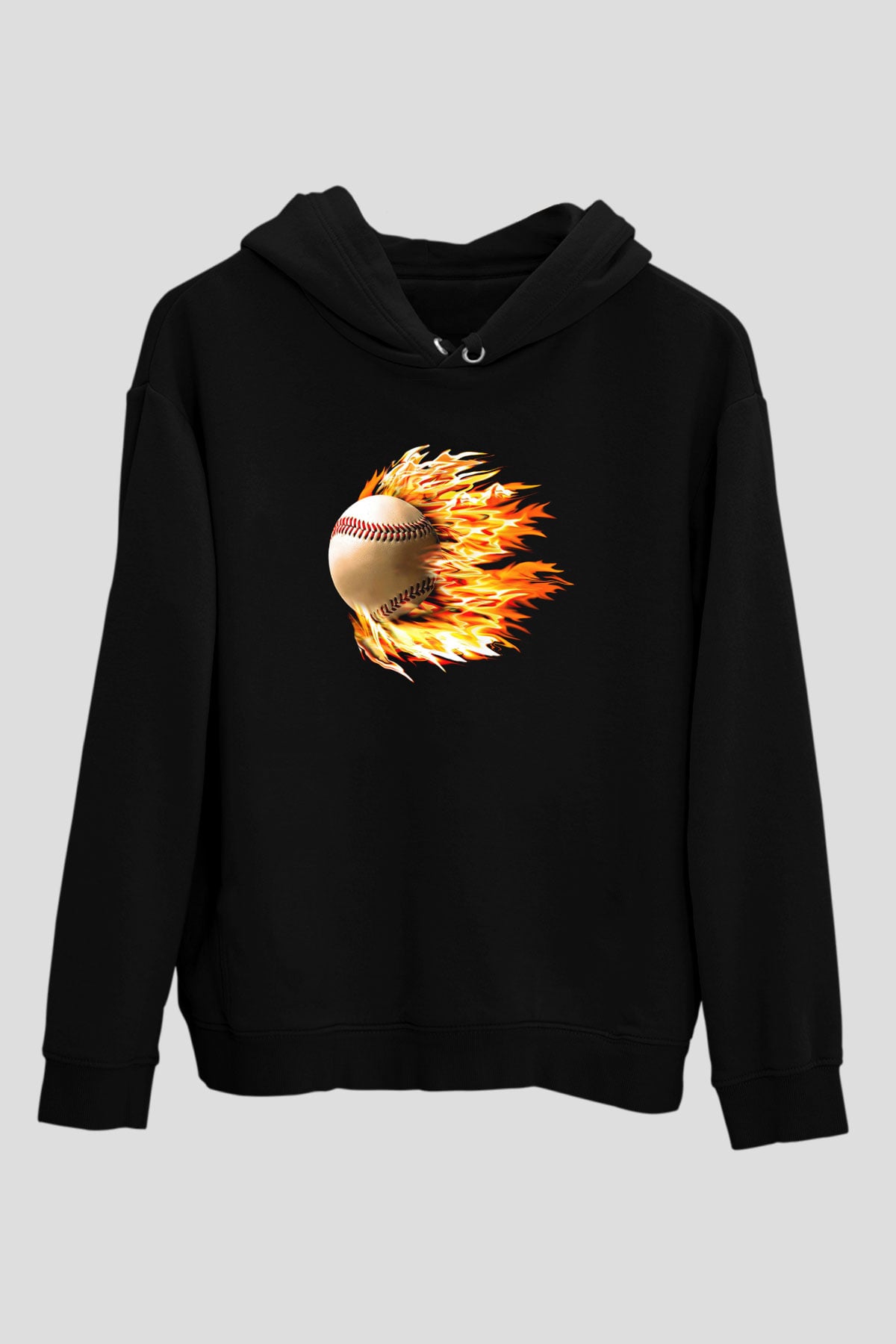 Beyzbol - Baseball Baskılı Unisex Siyah Hoodie