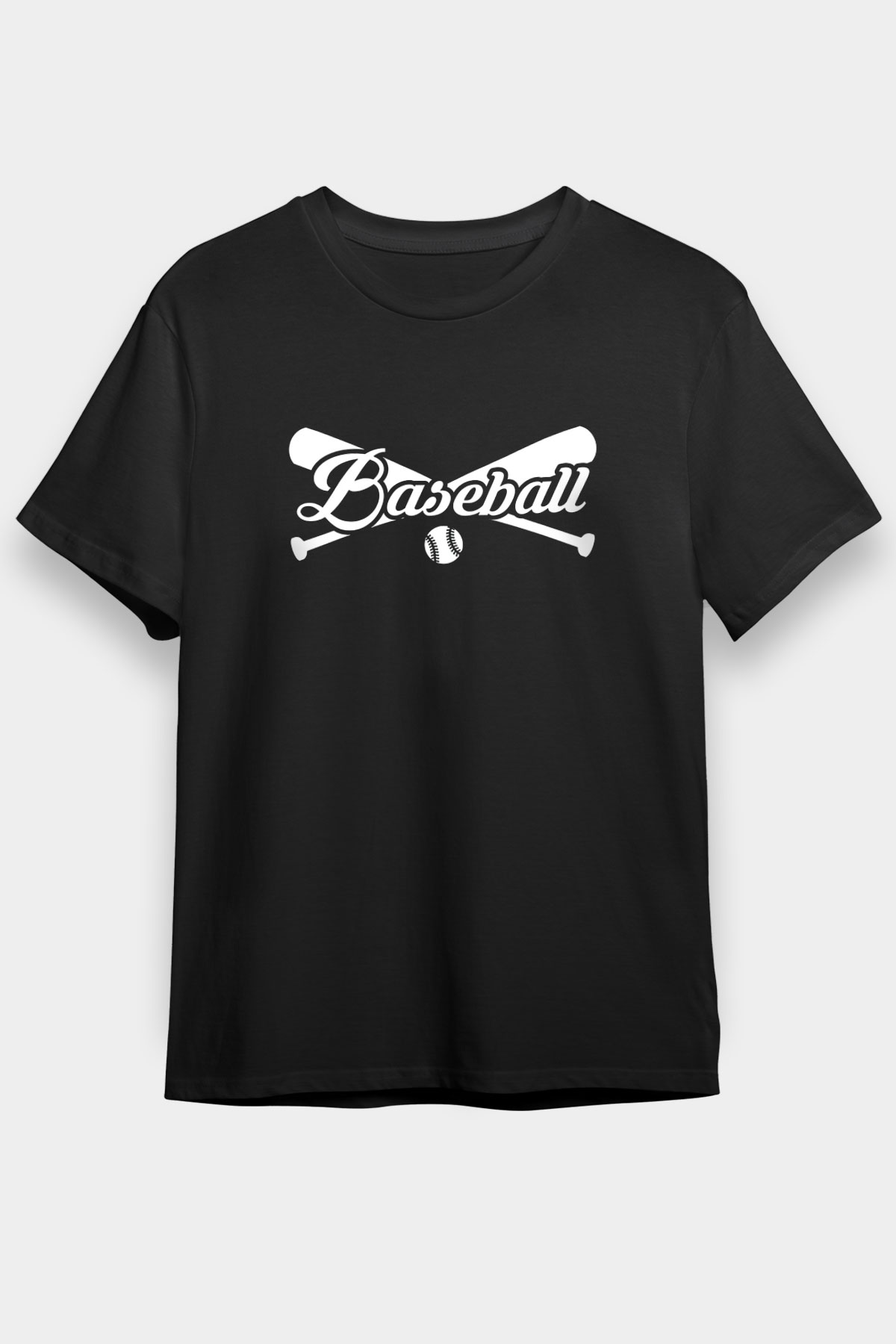 Beyzbol - Baseball Baskılı Unisex Siyah Tişört - Tshirt