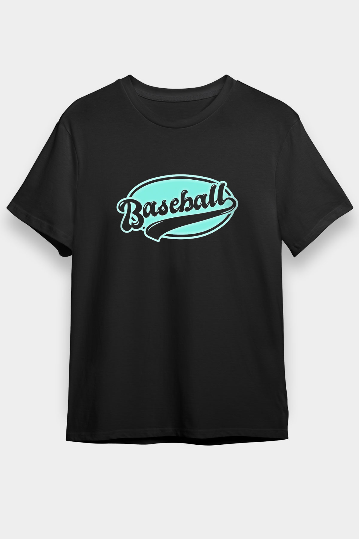 Beyzbol - Baseball Baskılı Unisex Siyah Tişört - Tshirt