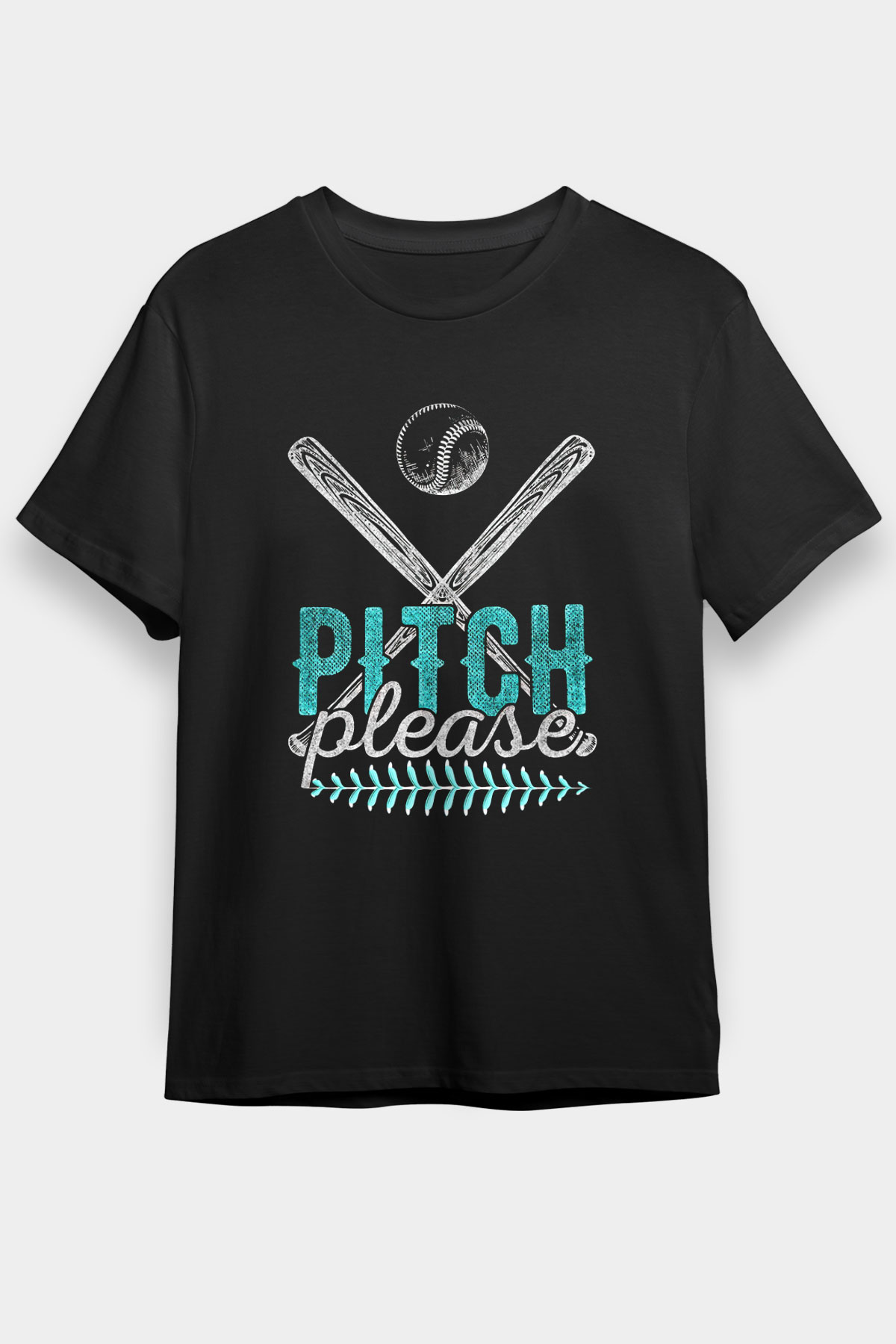 Beyzbol - Baseball Baskılı Unisex Siyah Tişört - Tshirt
