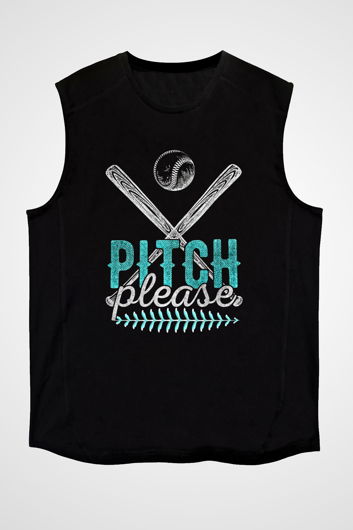 Beyzbol - Baseball Baskılı Unisex Siyah Kolsuz Tişört