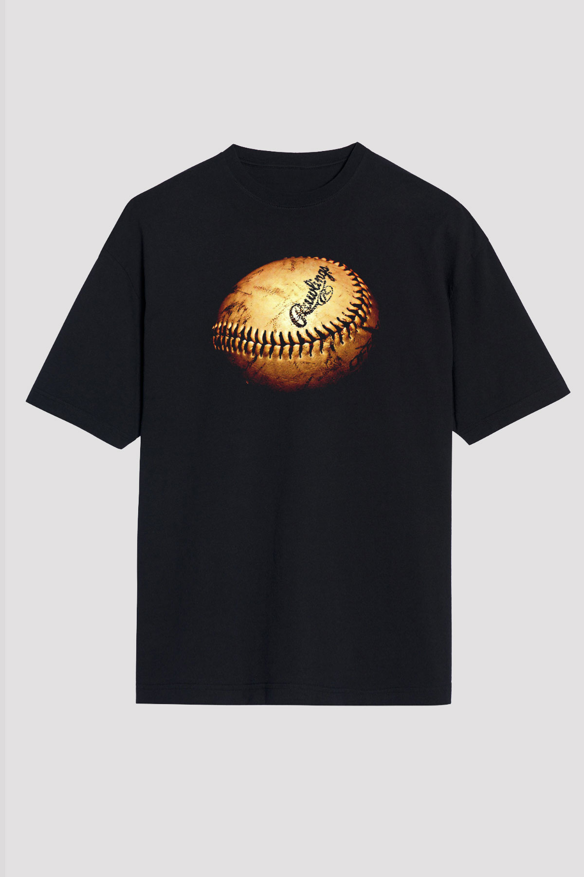 Beyzbol - Baseball Baskılı Unisex Siyah Oversize Tişört