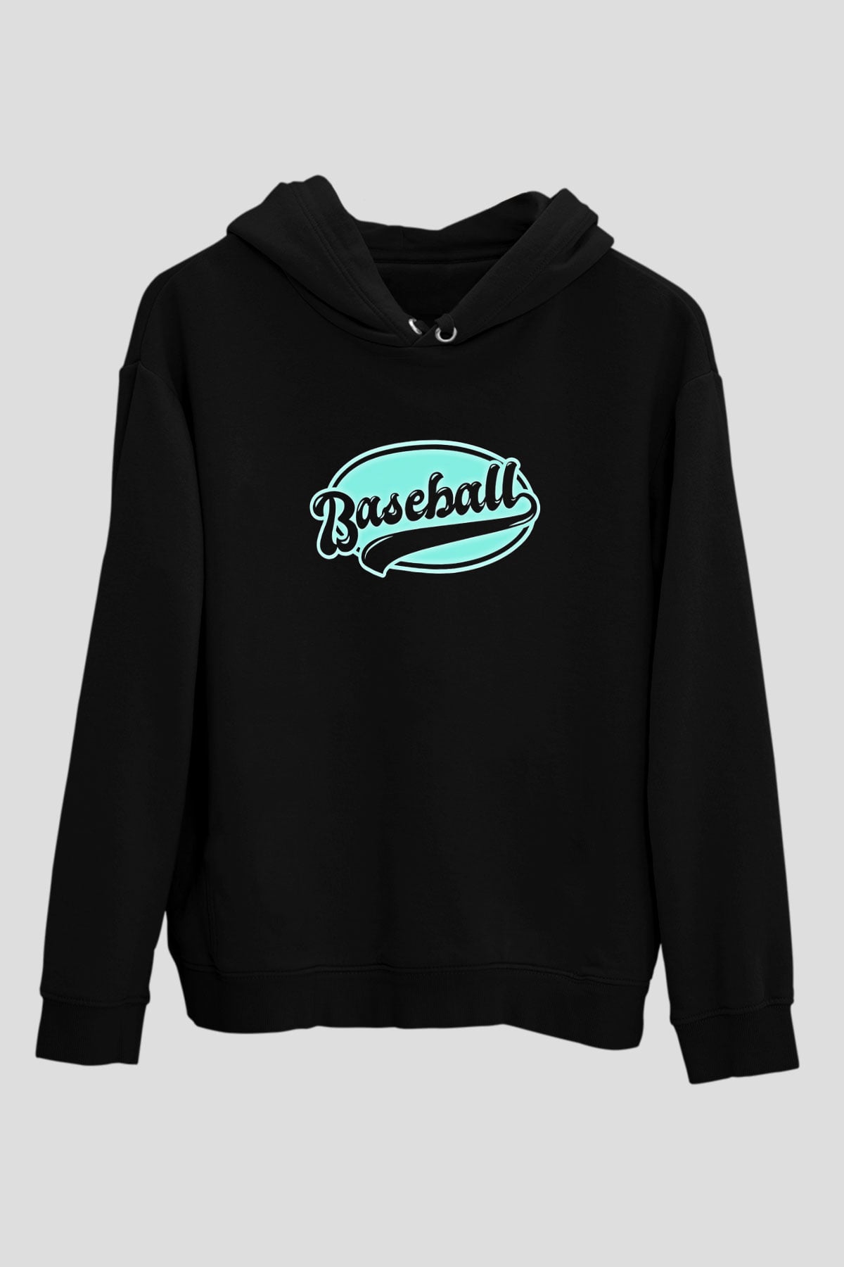 Beyzbol - Baseball Baskılı Unisex Siyah Hoodie