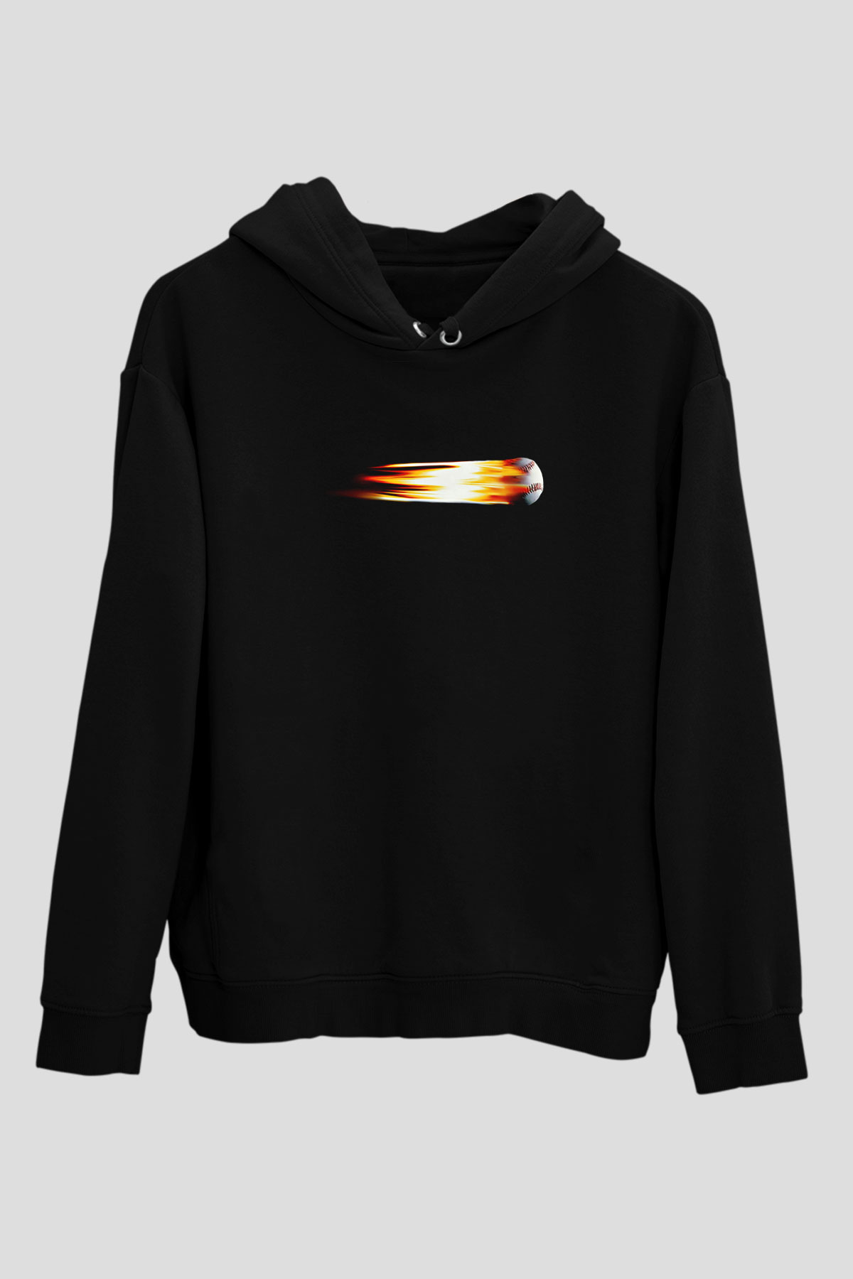 Beyzbol - Baseball Baskılı Unisex Siyah Hoodie