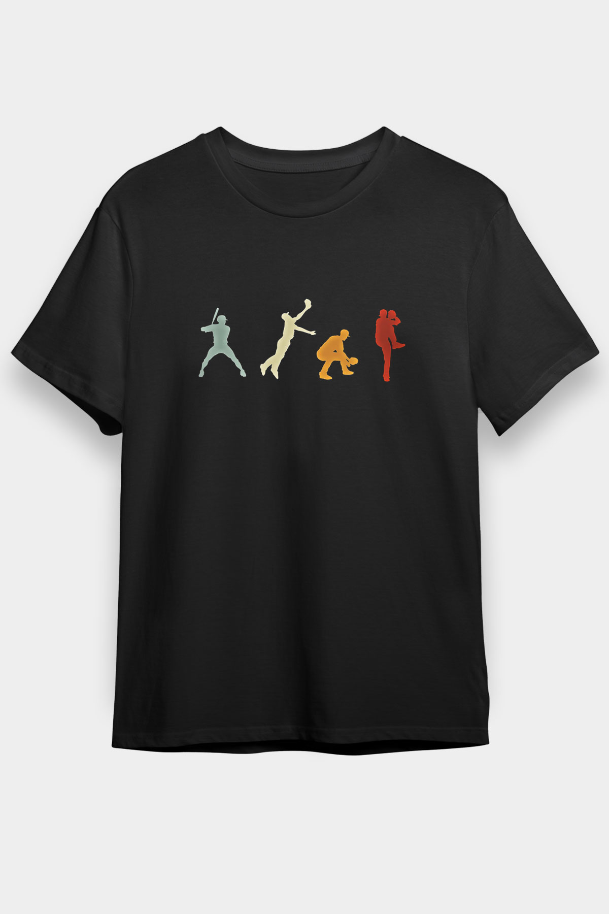 Beyzbol - Baseball Baskılı Unisex Siyah Tişört - Tshirt