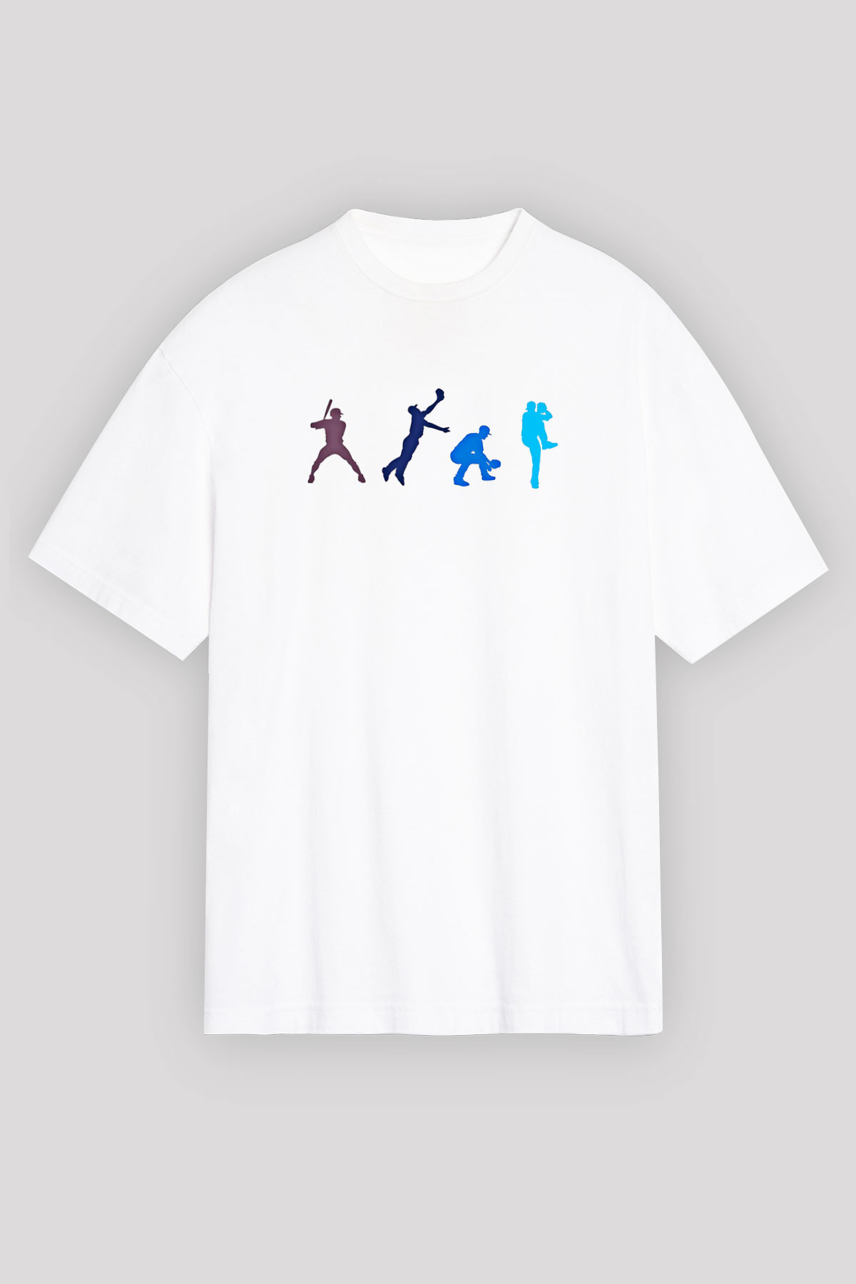 Beyzbol Baskılı Unisex Beyaz Oversize Tişört - Tshirt