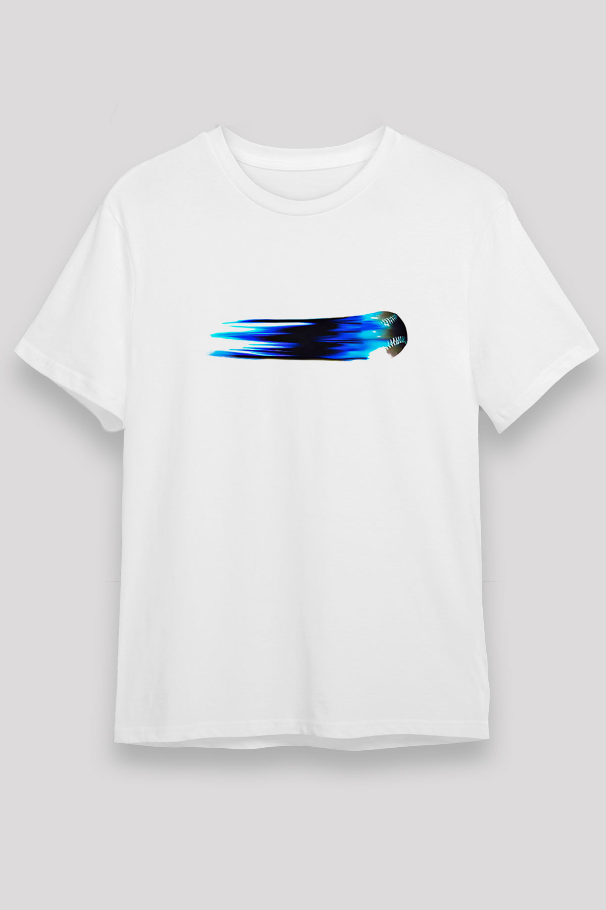 Beyzbol Baskılı Unisex Beyaz Tişört - Tshirt
