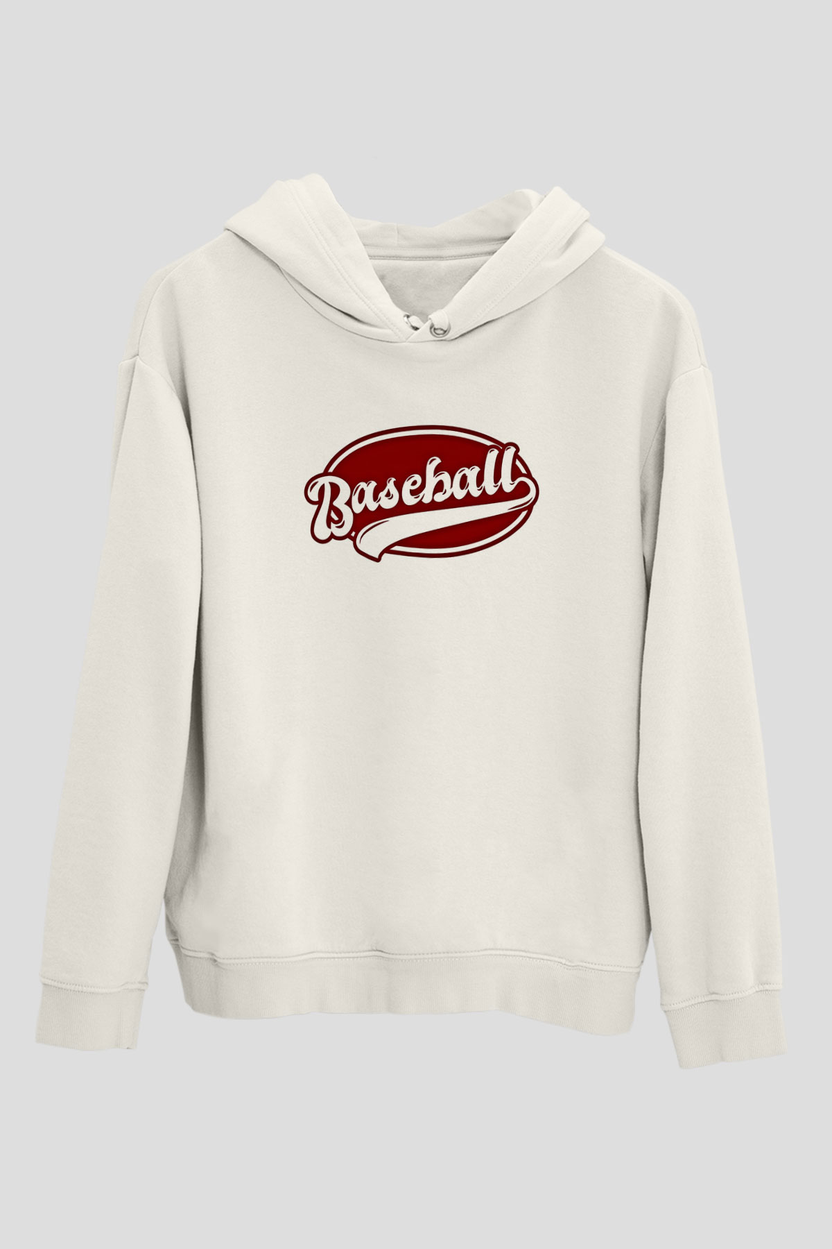 Beyzbol Baskılı Unisex Ekru Hoodie