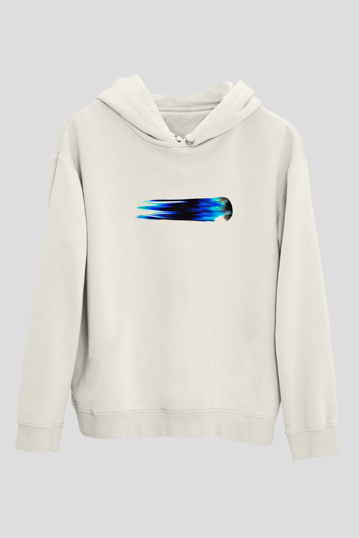 Beyzbol Baskılı Unisex Ekru Hoodie