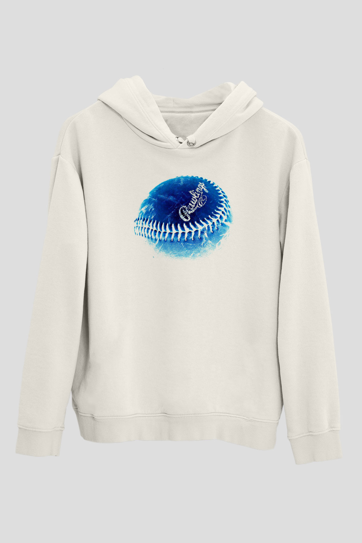 Beyzbol Baskılı Unisex Ekru Hoodie