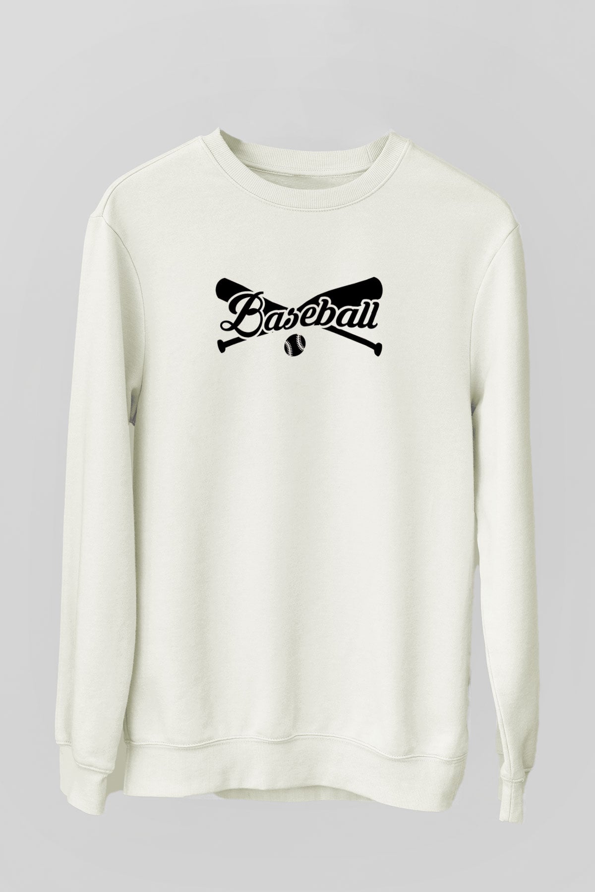 Beyzbol Baskılı Unisex Ekru Sweatshirt