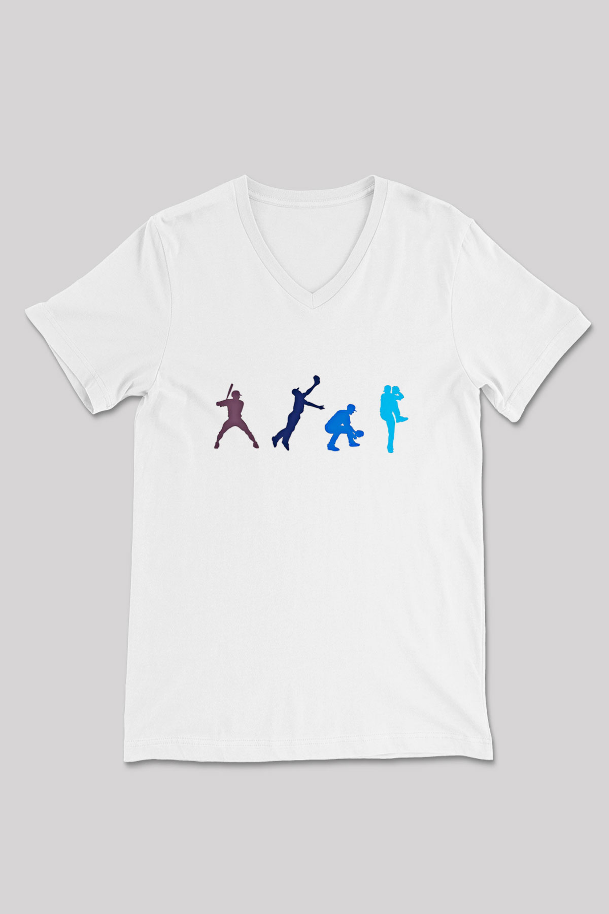 Beyzbol Baskılı Unisex V Yaka Tişört - Tshirt