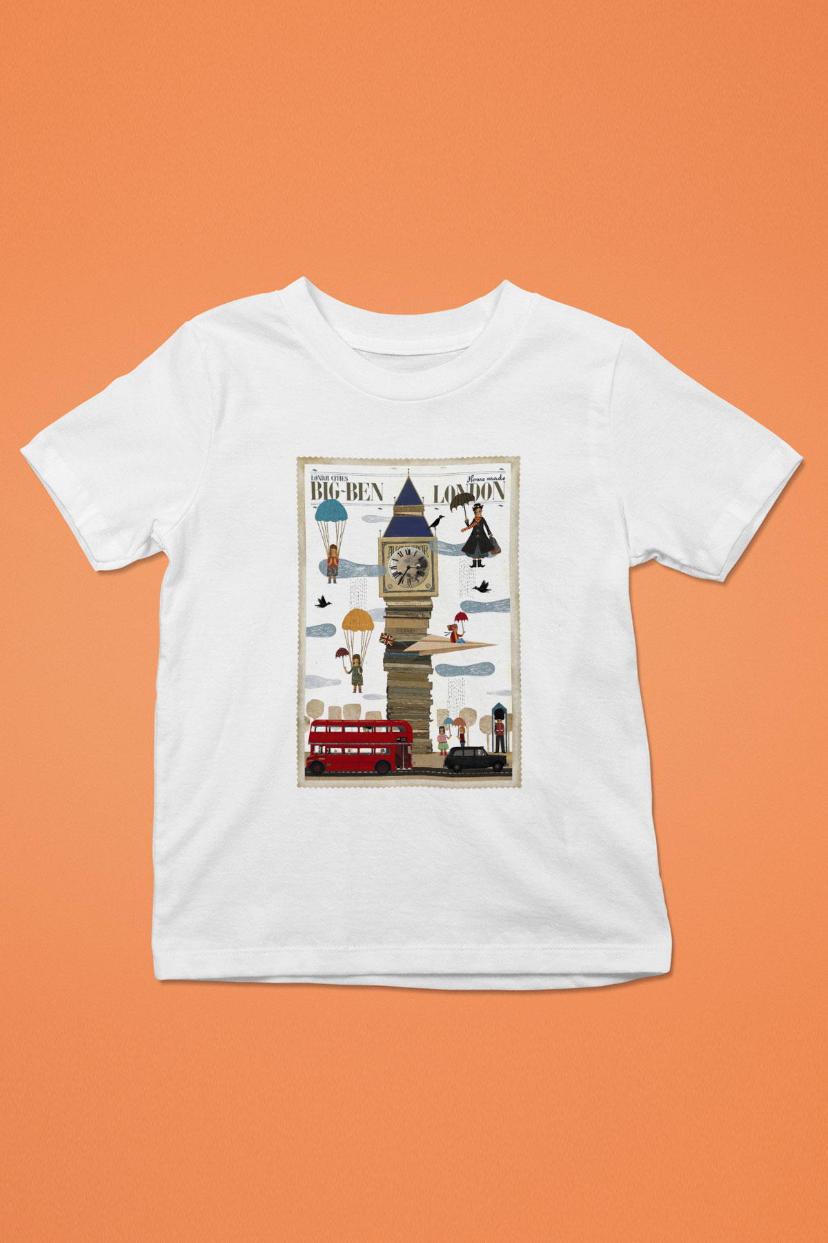 Big Ben Baskılı Beyaz Unisex Çocuk Tişört