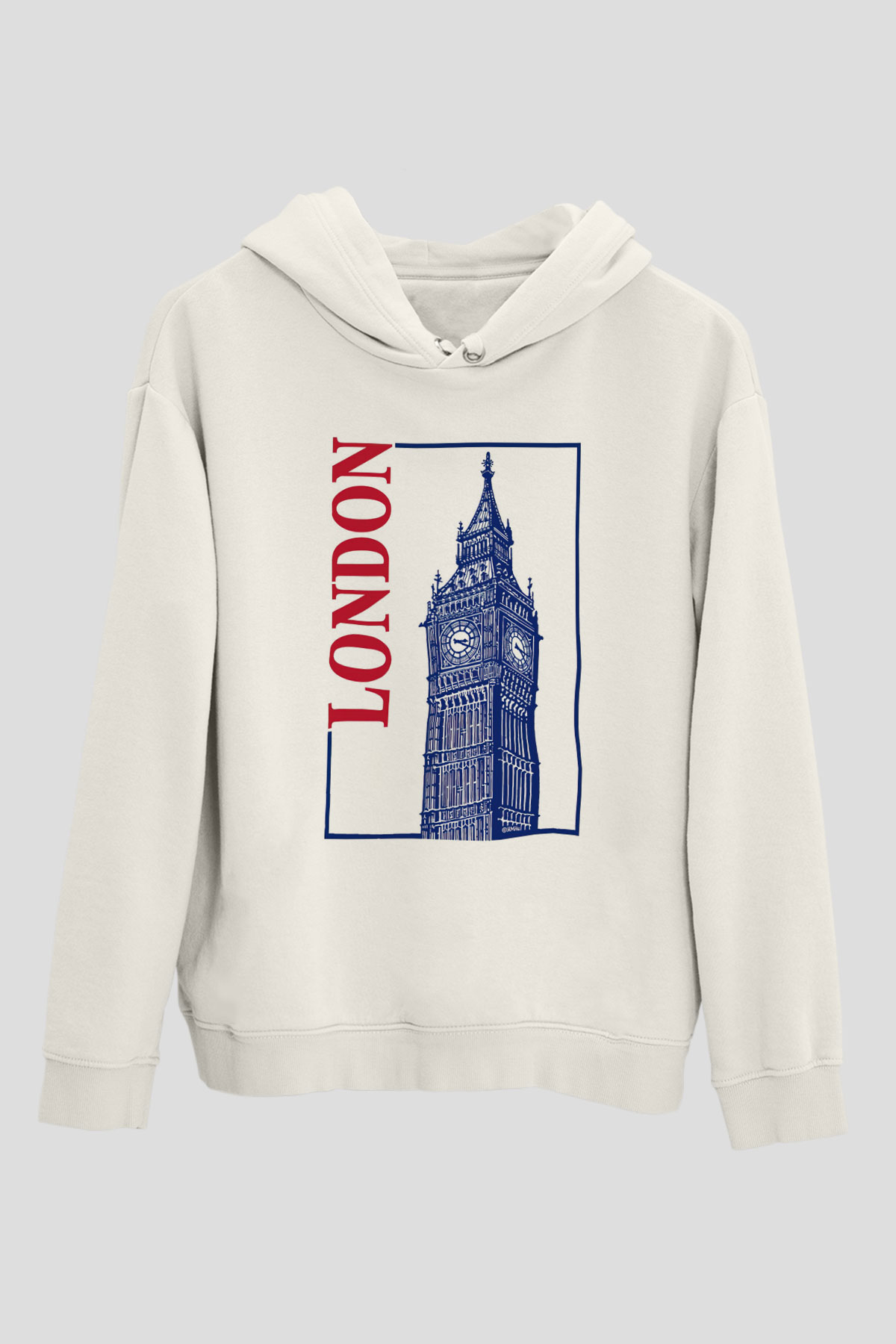 Big Ben Beyaz Unisex Hoodie