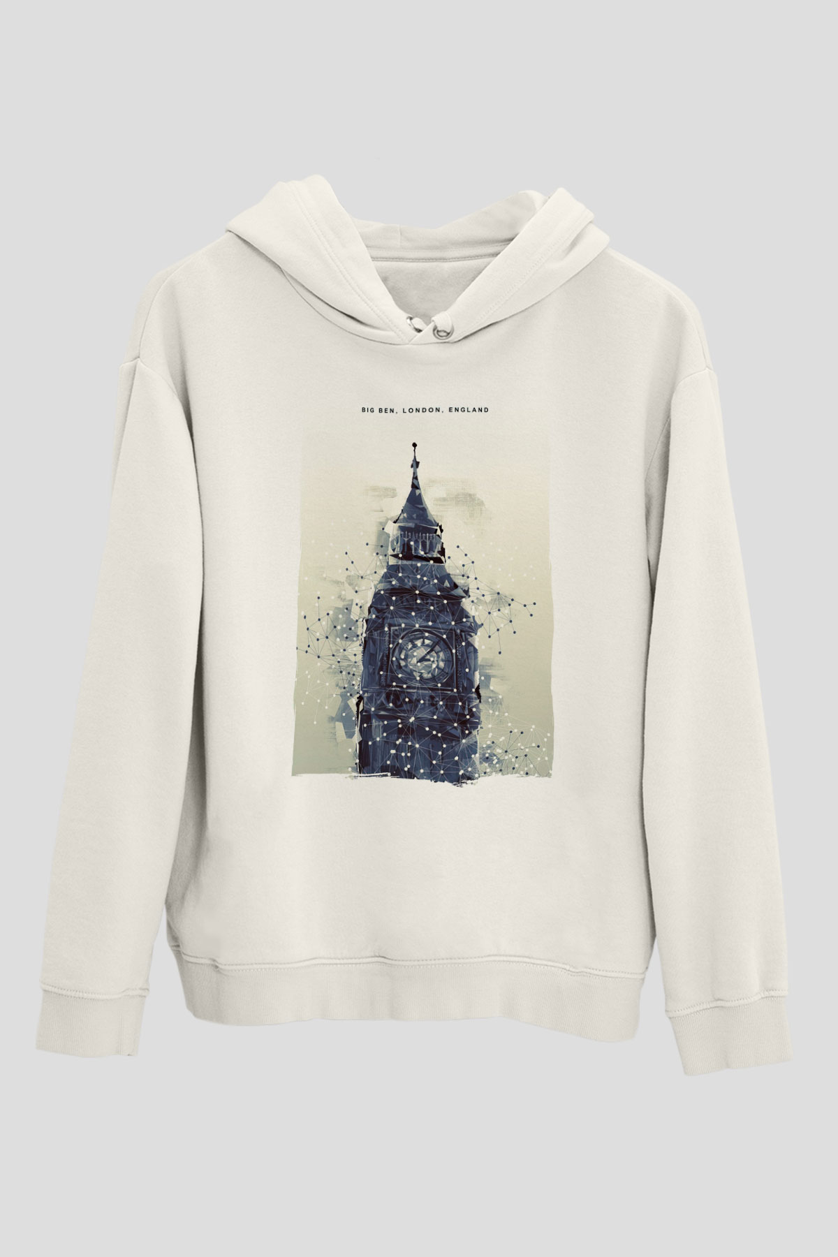 Big Ben Beyaz Unisex Hoodie